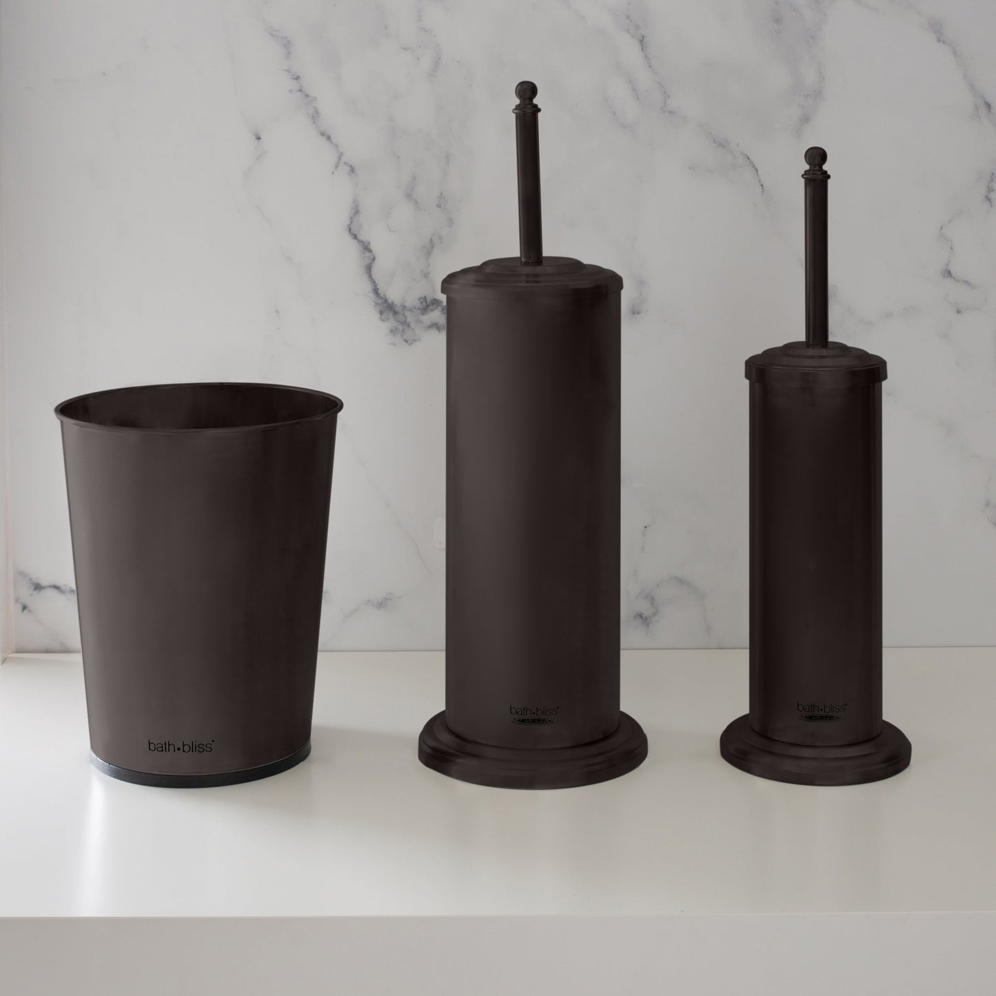 Bath Bliss Trash Can, Toilet Brush and Plunger 3 Piece Bathroom Set - 3 Piece Set