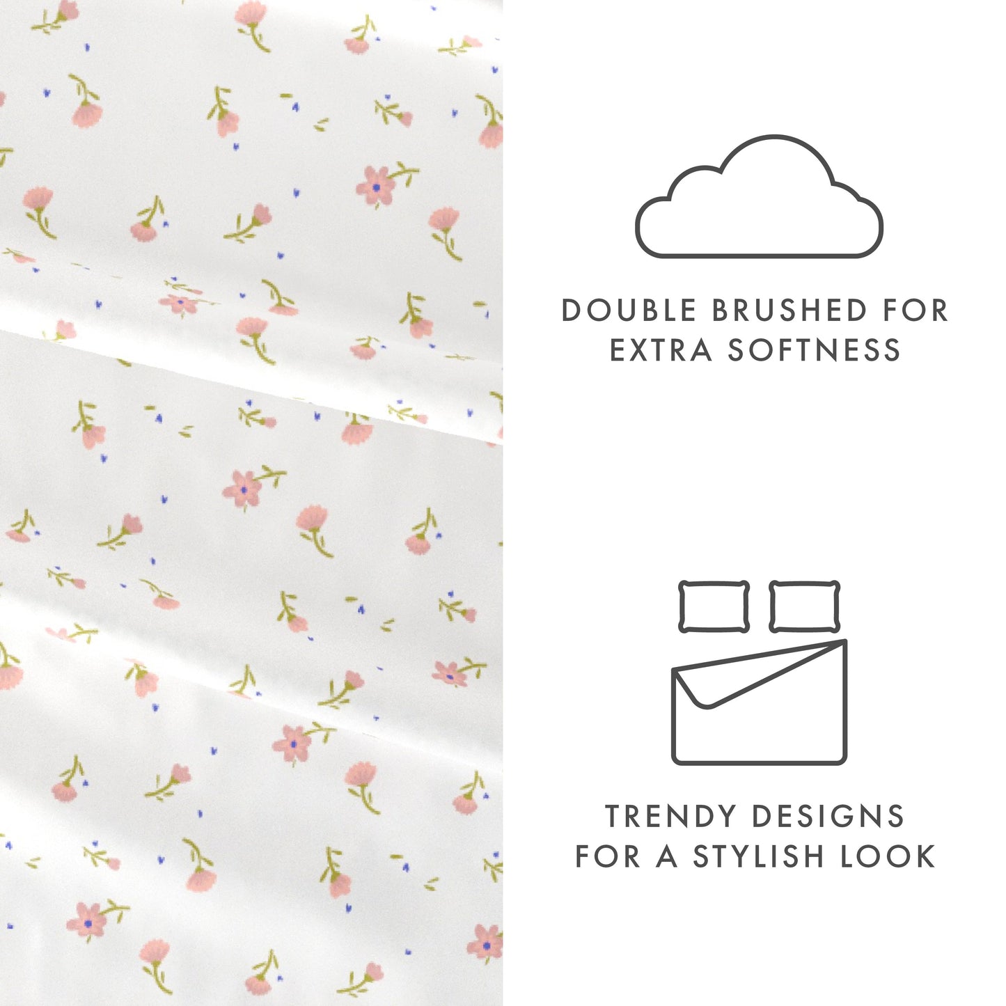 Becky Cameron Double Brushed Printed 4pc Deep Pocket Bedsheet Sets