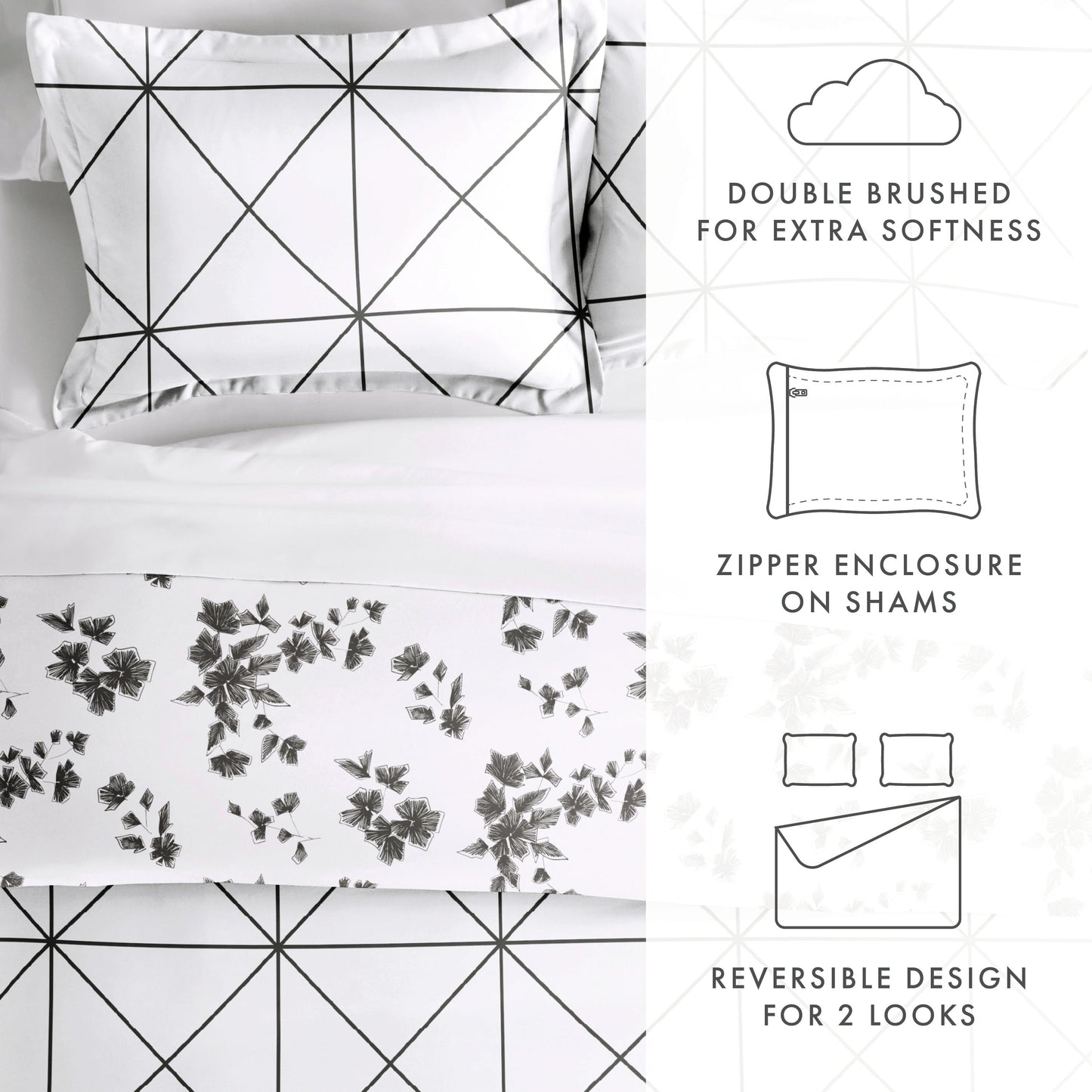 Becky Cameron Oversized Country Home 3 Piece Reversible Duvet Cover Set