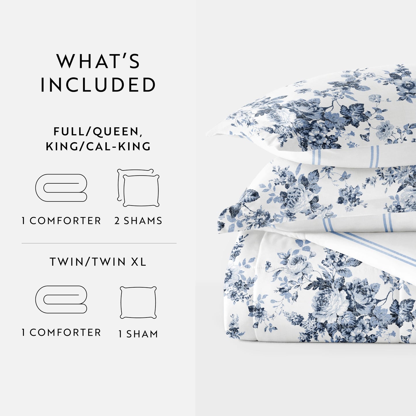 Becky Cameron Cabbage Rose Pattern Reversible Comforter Set