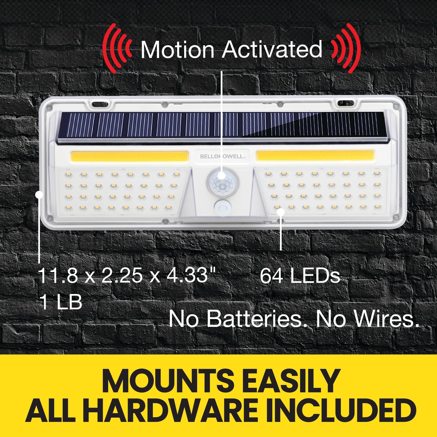 Bell + Howell Solar Bionic Outdoor with Motion Sensor XL Wall Light
