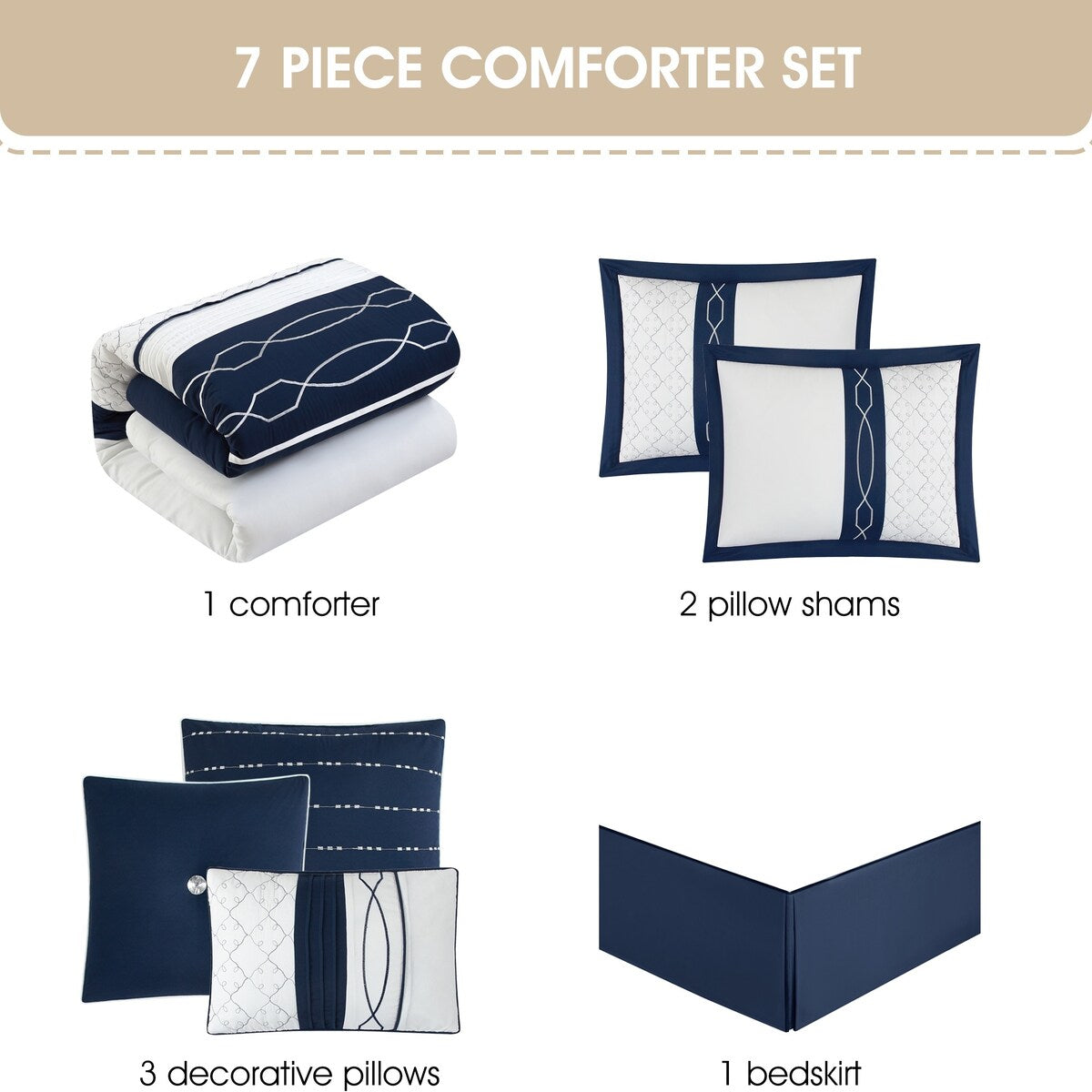 Bellerose 7 Piece Modern Geometric Comforter Set