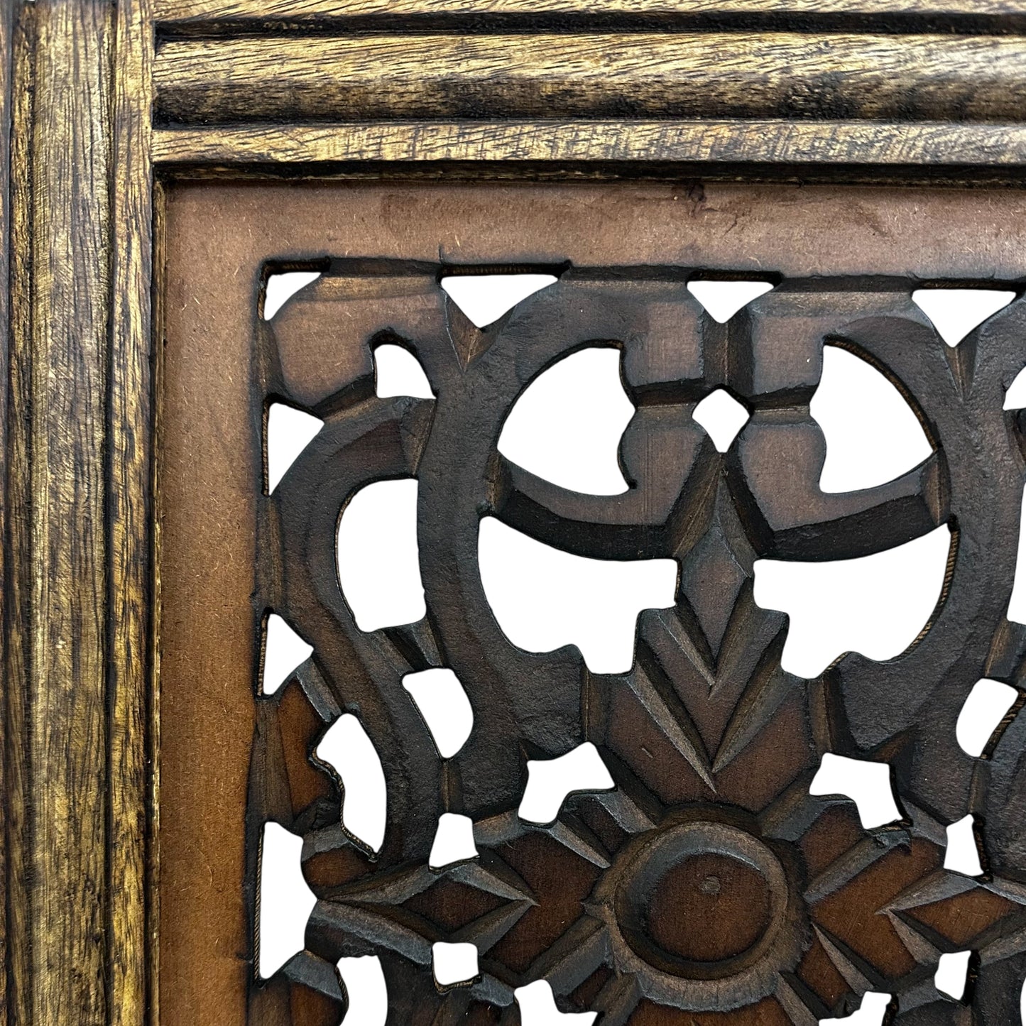 Benzara Floral Hand Carved Wooden Wall Panels, Assortment of Two, Brown
