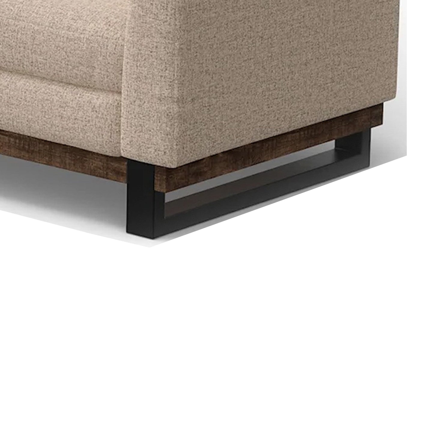 Canapé Bery, piètement moderne en pin massif, revêtement en polyester marron clair doux