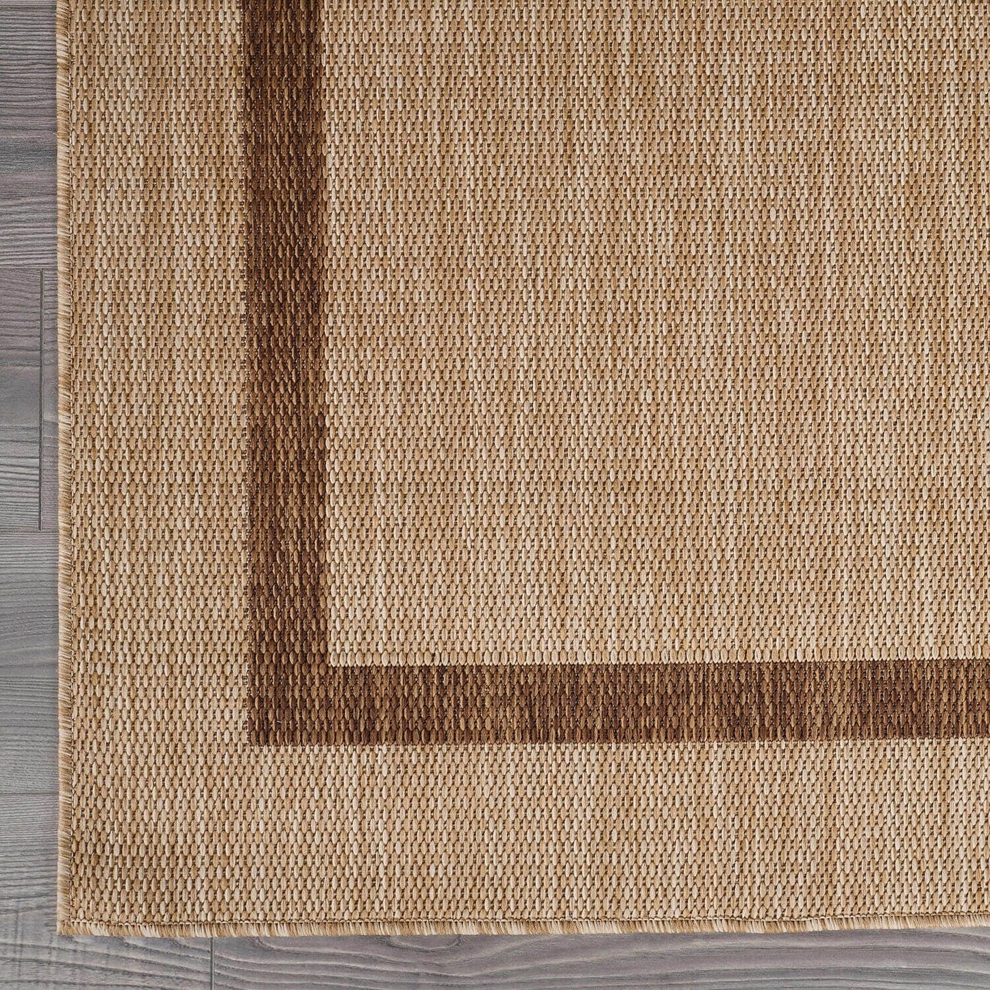 Beverly Rug Modern Bordered Indoor Outdoor Rug, Outside Carpet for Patio, Deck, Porch