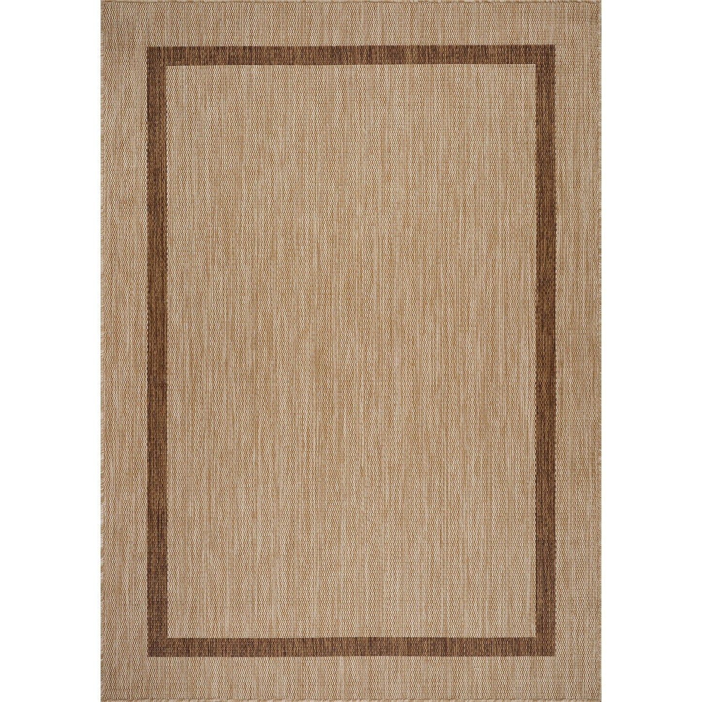 Beverly Rug Modern Bordered Indoor Outdoor Rug, Outside Carpet for Patio, Deck, Porch