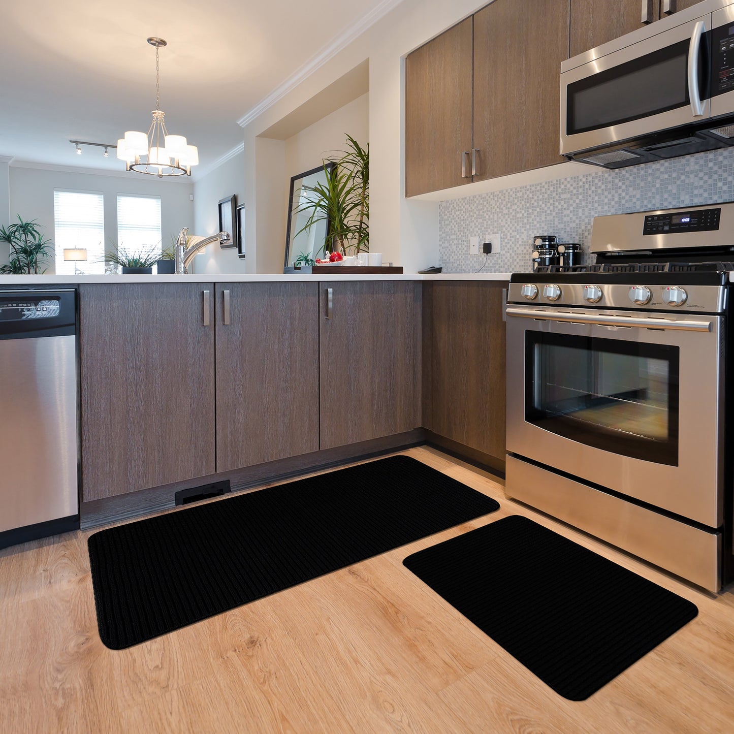 Beverly Rug Non Slip Washable Kitchen Rugs and Mats 2 Piece Set, 48x20 + 30x20