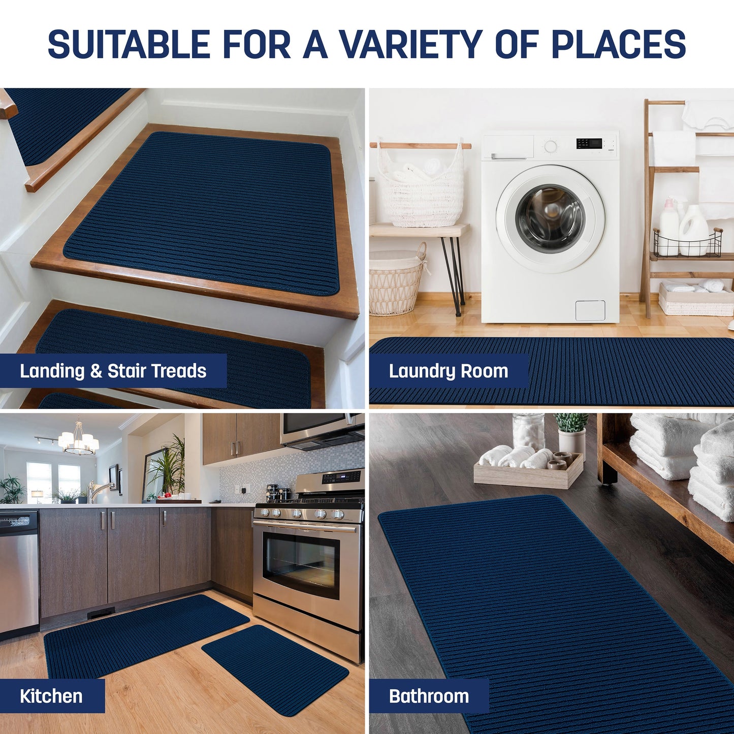 Beverly Rug Non Slip Washable Kitchen Rugs and Mats 2 Piece Set, 48x20 + 30x20