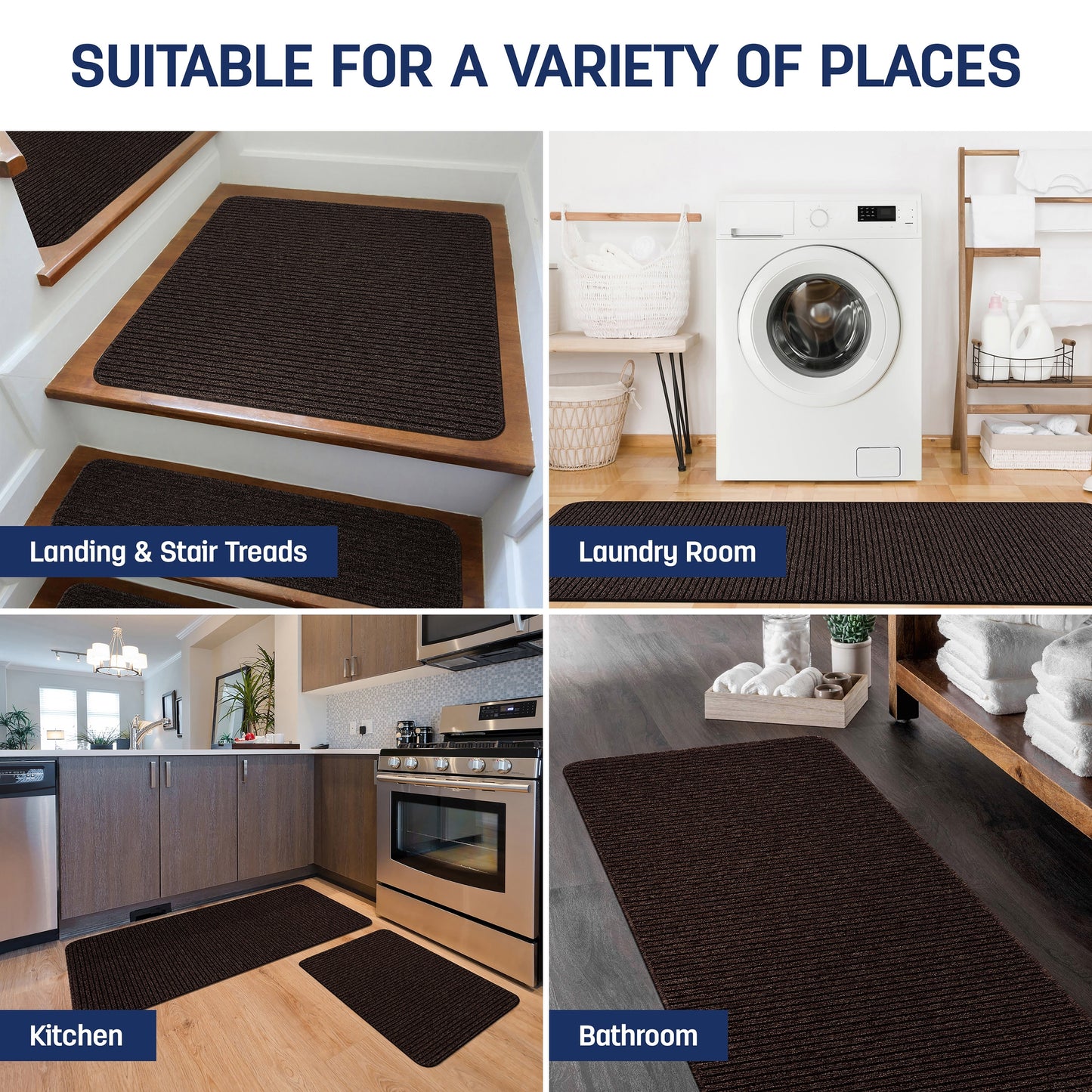 Beverly Rug Non Slip Washable Kitchen Rugs and Mats 2 Piece Set, 48x20 + 30x20