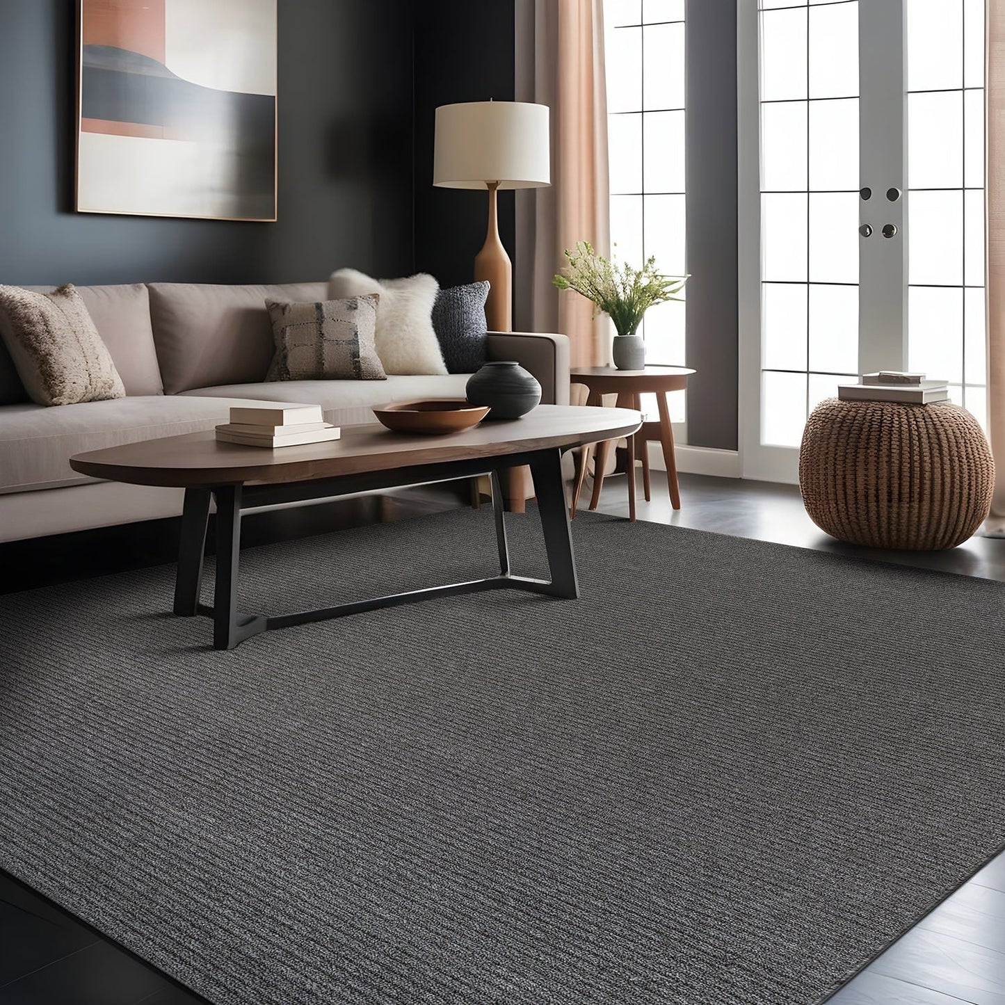 Beverly Rug Solid Color Non-Slip Rubber Back Washable Indoor Area Rug