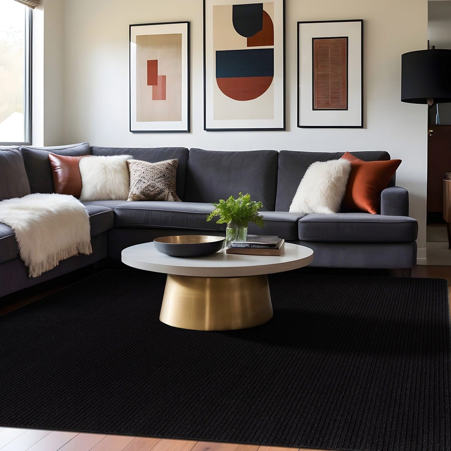 Beverly Rug Solid Color Non-Slip Rubber Back Washable Indoor Area Rug