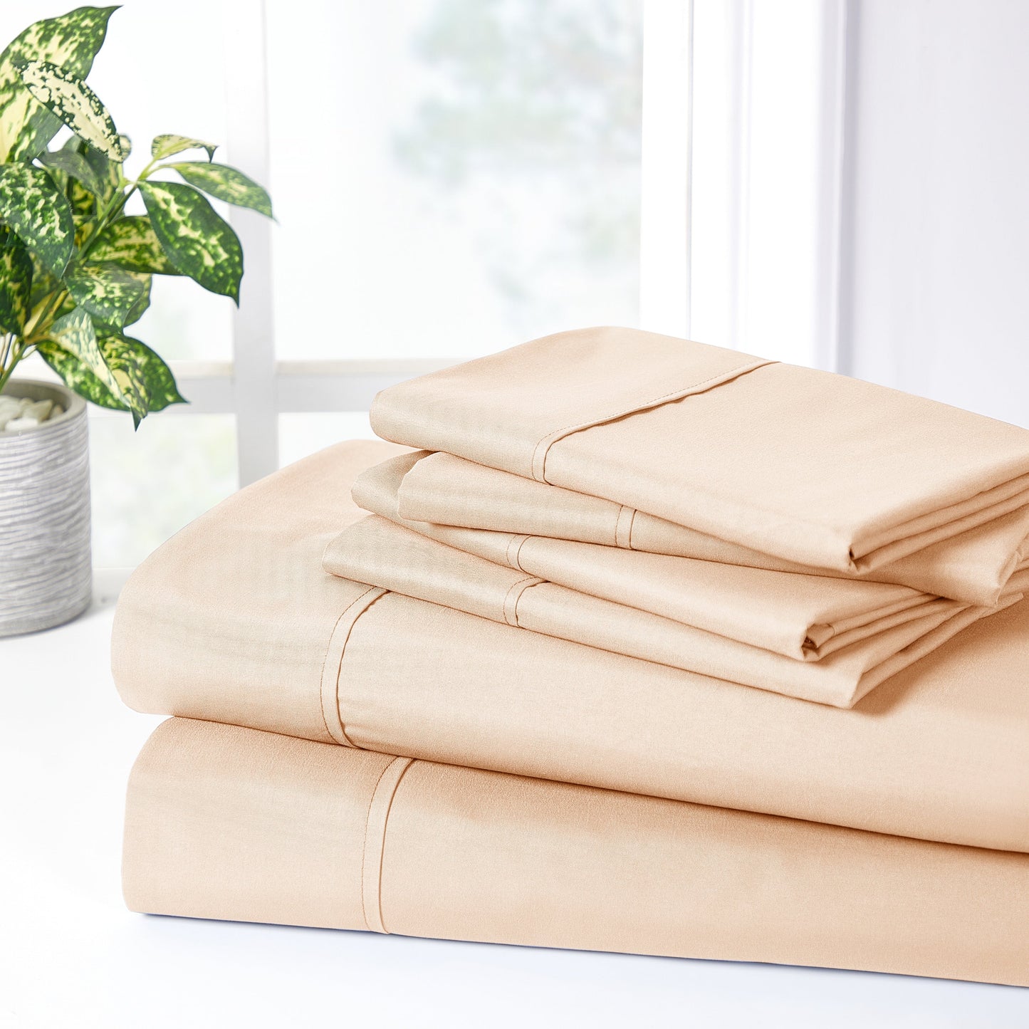 Bibb Home 2000 Count 6-Piece Rayon from Bamboo Sheet Set