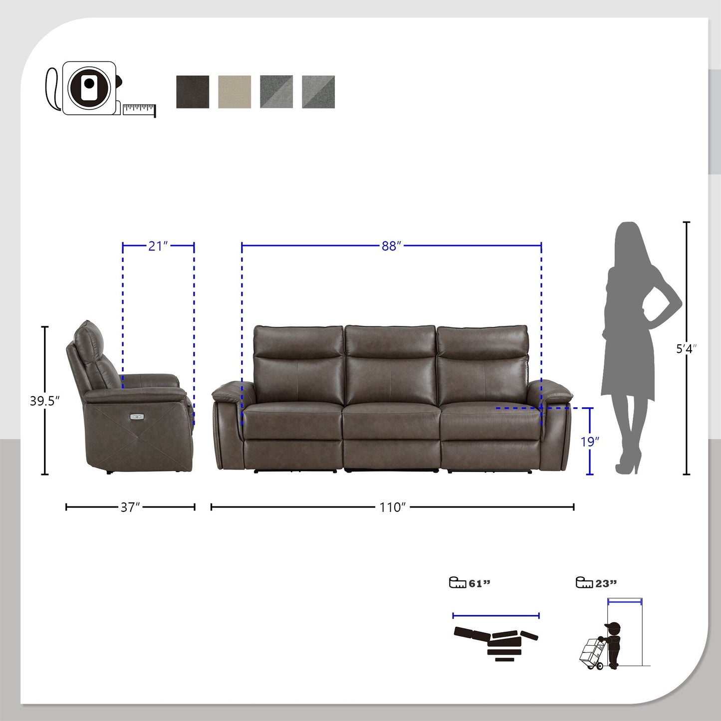 Canapé inclinable double électrique Blythe