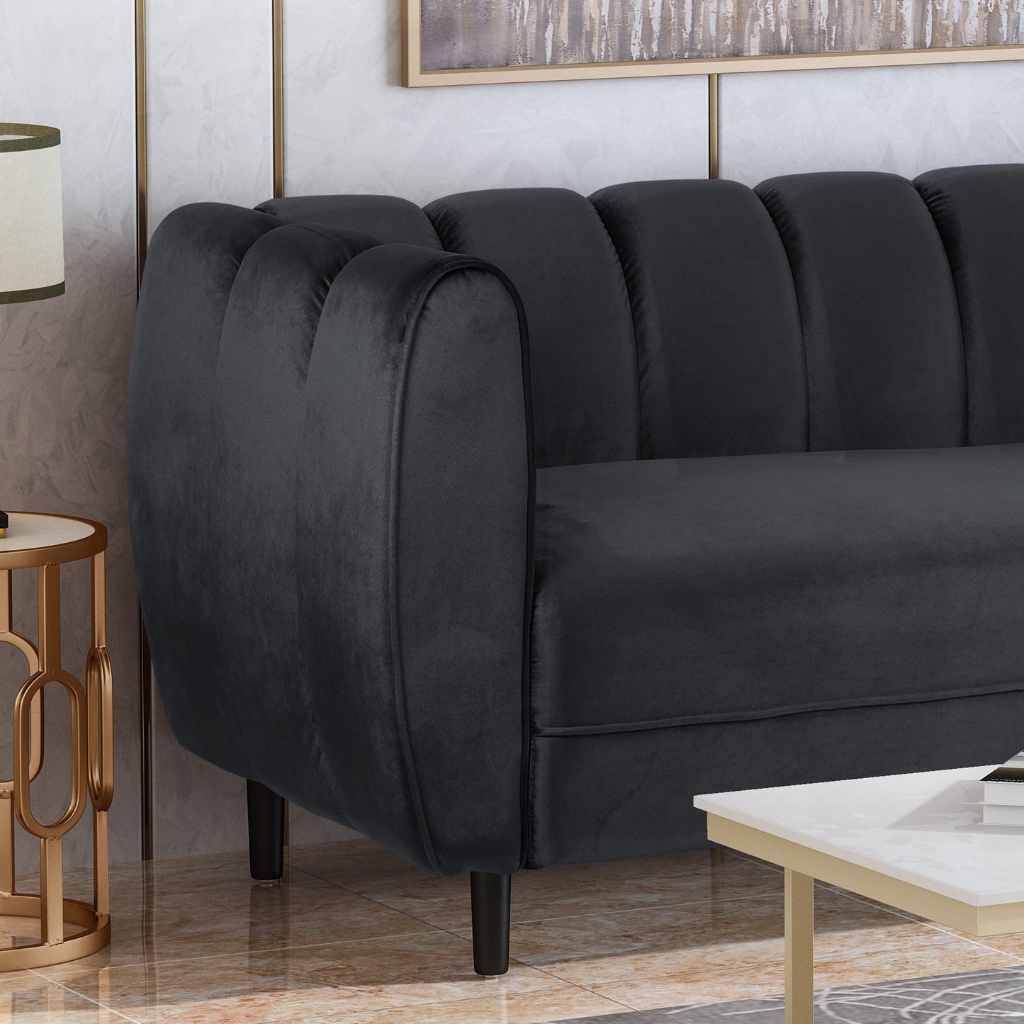 Canapé 3 places en velours moderne Bobran par Christopher Knight Home - 30,00 P x 83,25 L x 30,25 H