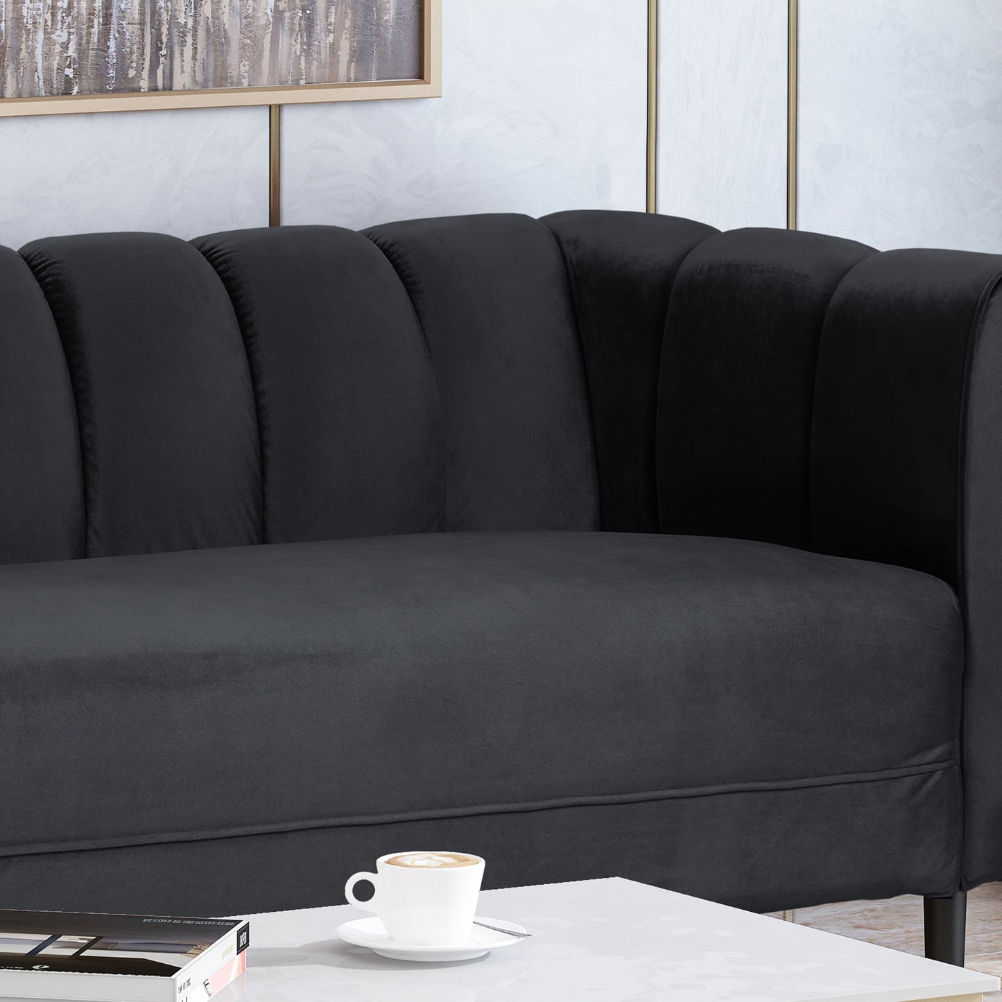 Canapé 3 places en velours moderne Bobran par Christopher Knight Home - 30,00 P x 83,25 L x 30,25 H