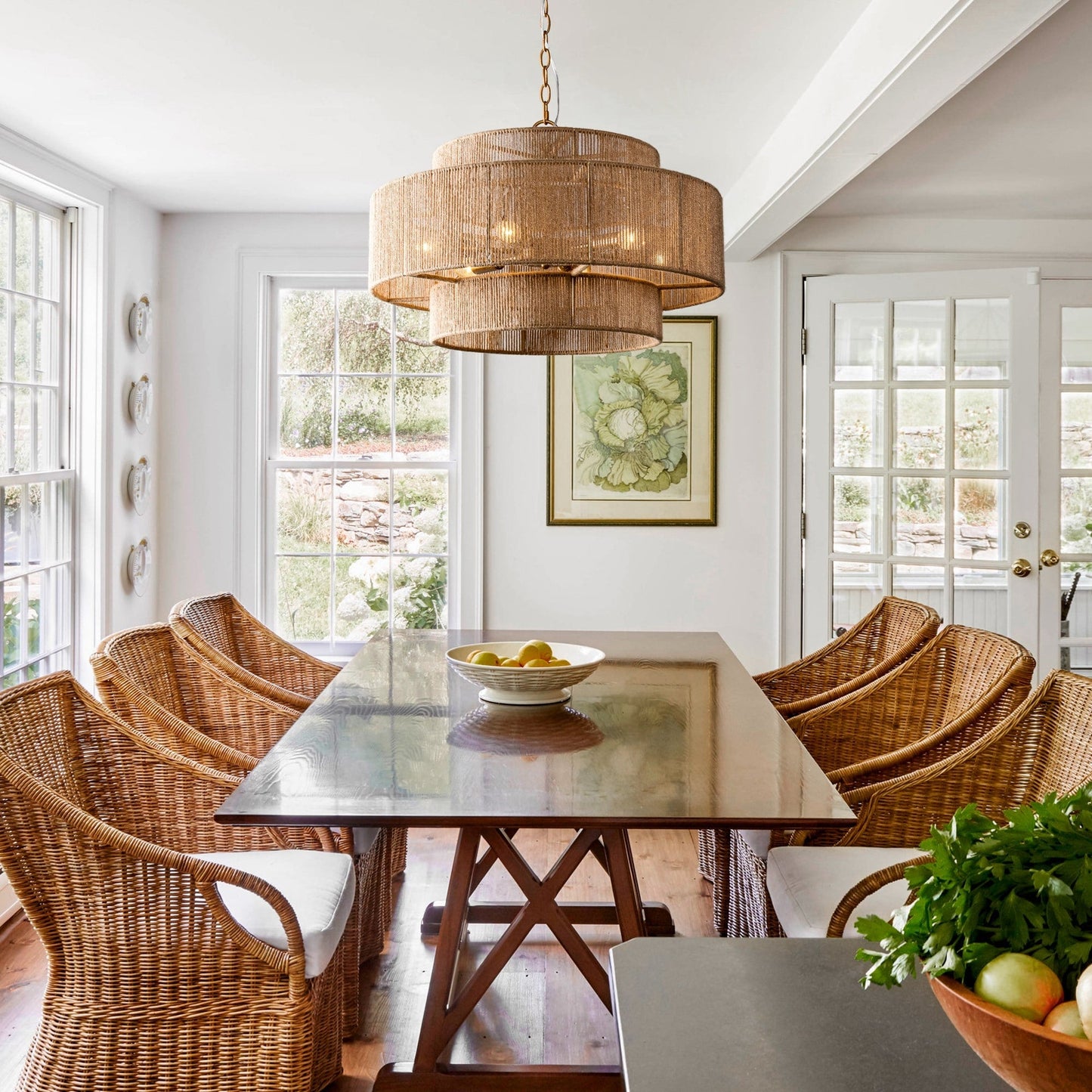 Bohemian Brown Hemp Rope Tiered Drum Chandelier Light - 23.62 W x 15.16H
