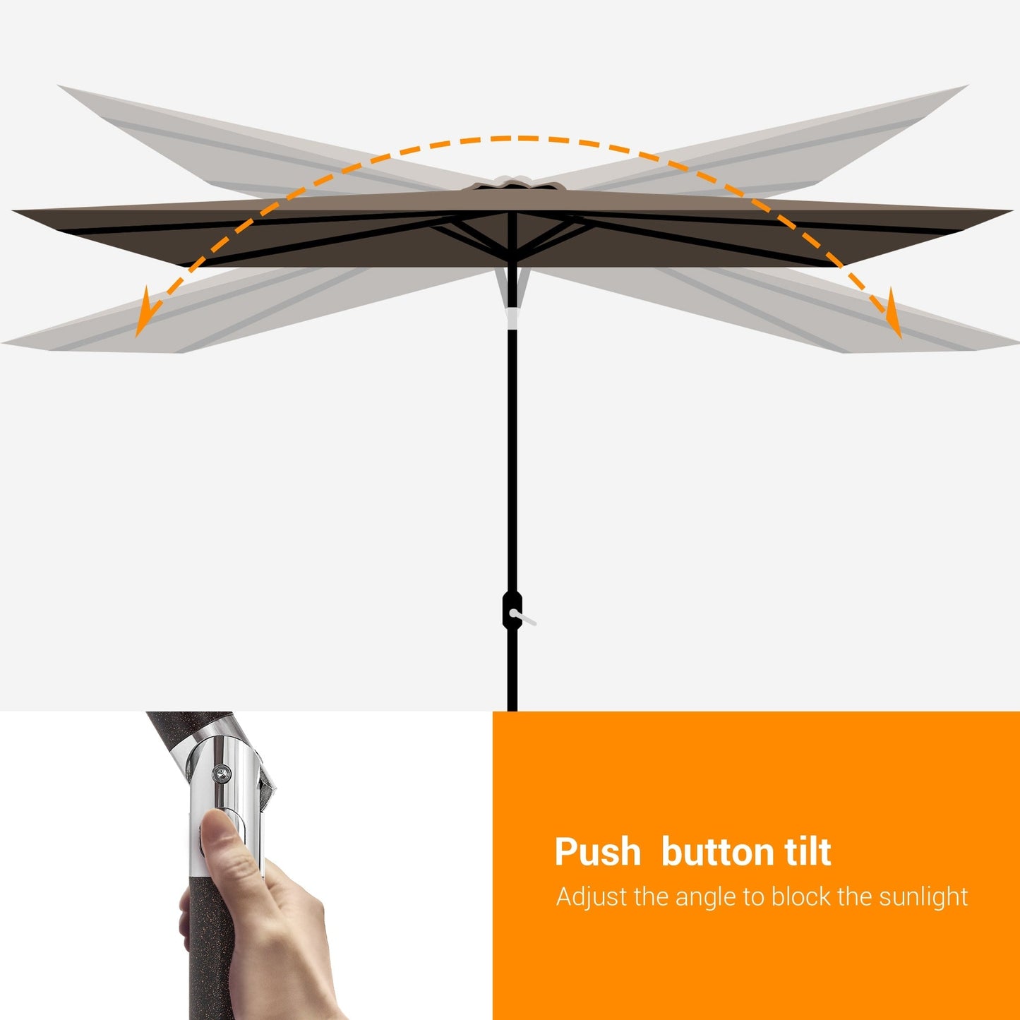 Bonosuki 10 x 6.5ft LED Patio Rectangular Umbrella Outdoor Market Umbrella Aluminium/Steel with Tilt and Crank