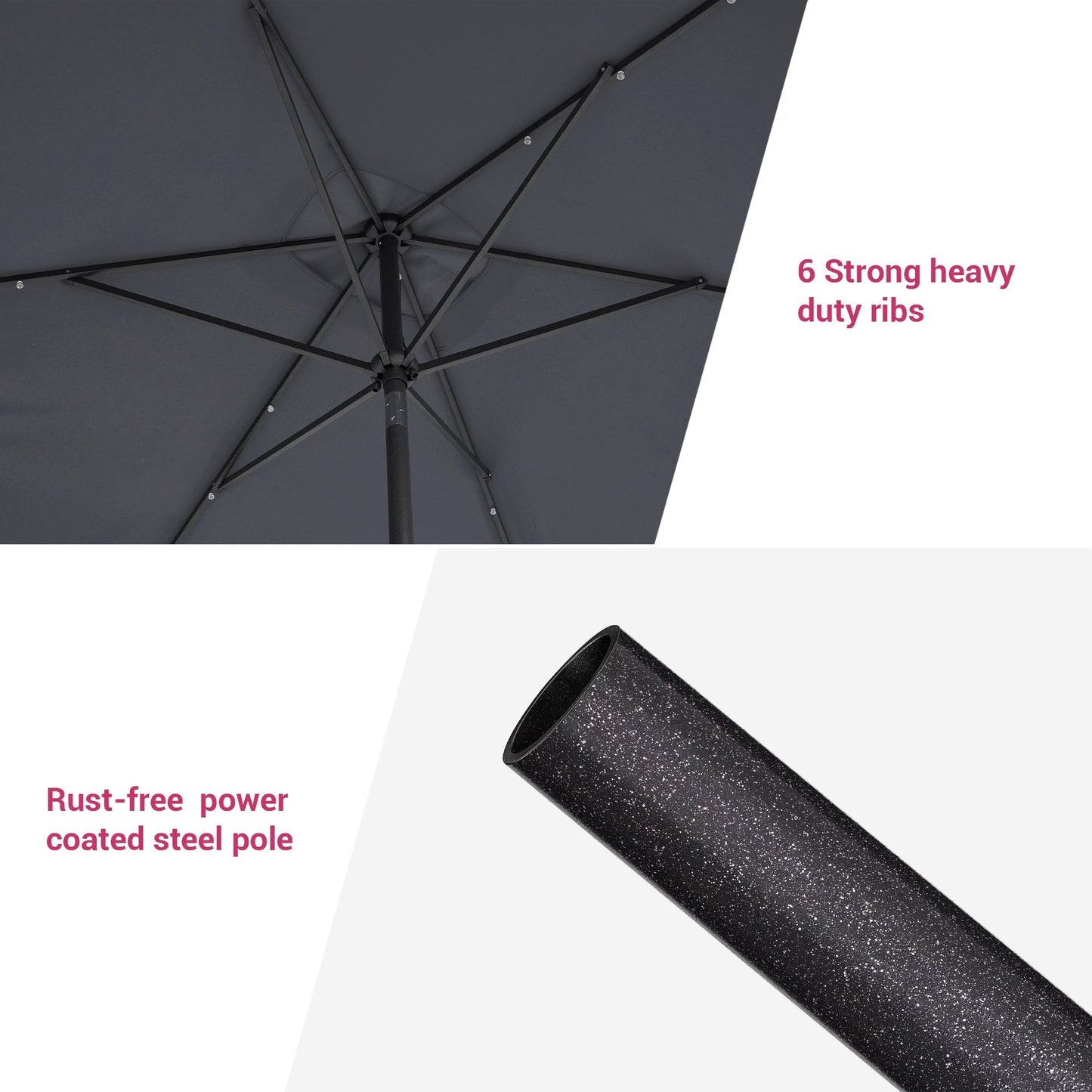 Bonosuki 10 x 6.5ft LED Patio Rectangular Umbrella Outdoor Market Umbrella Aluminium/Steel with Tilt and Crank