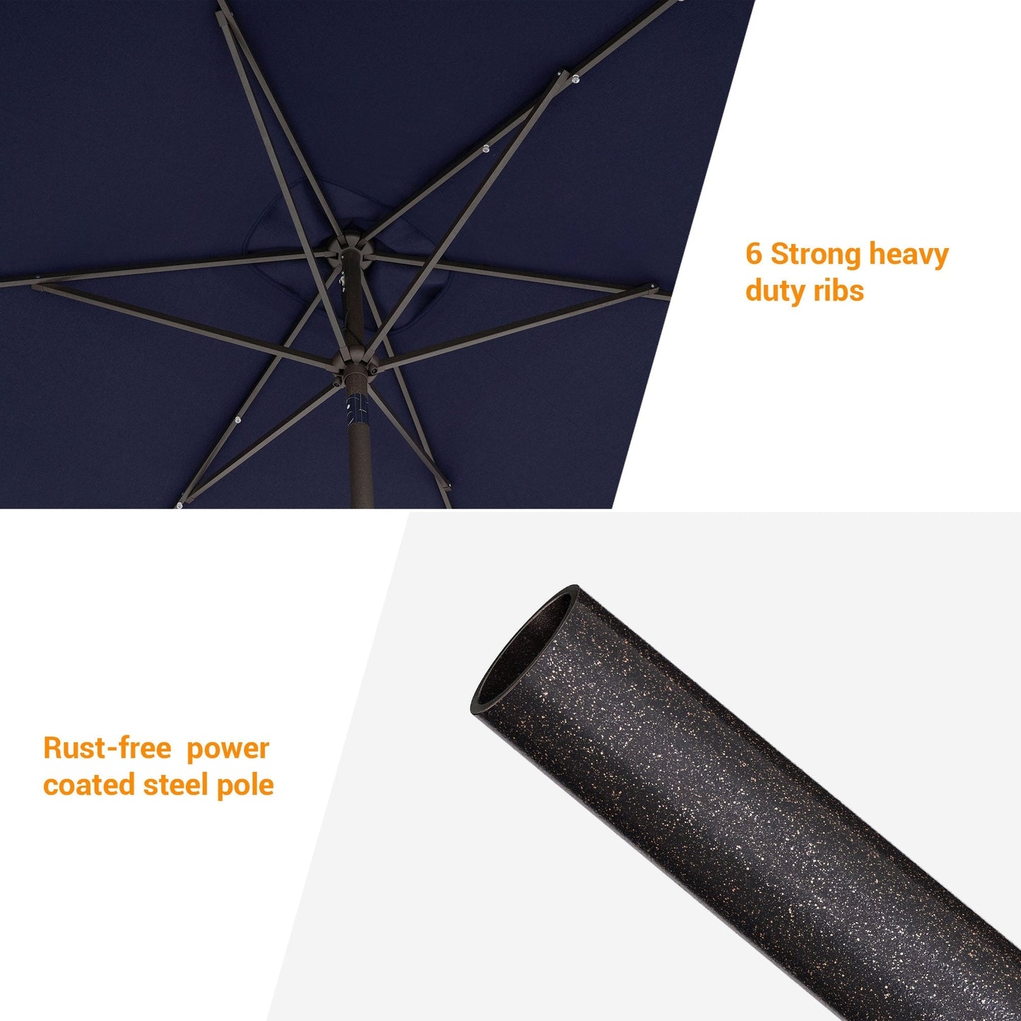 Bonosuki 10 x 6.5ft LED Patio Rectangular Umbrella Outdoor Market Umbrella Aluminium/Steel with Tilt and Crank