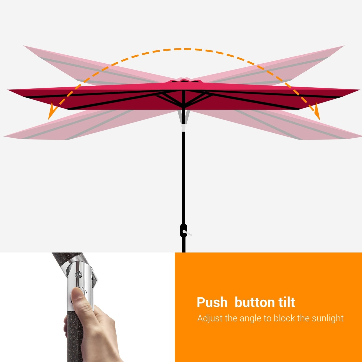 Bonosuki 10 x 6.5ft LED Patio Rectangular Umbrella Outdoor Market Umbrella Aluminium/Steel with Tilt and Crank