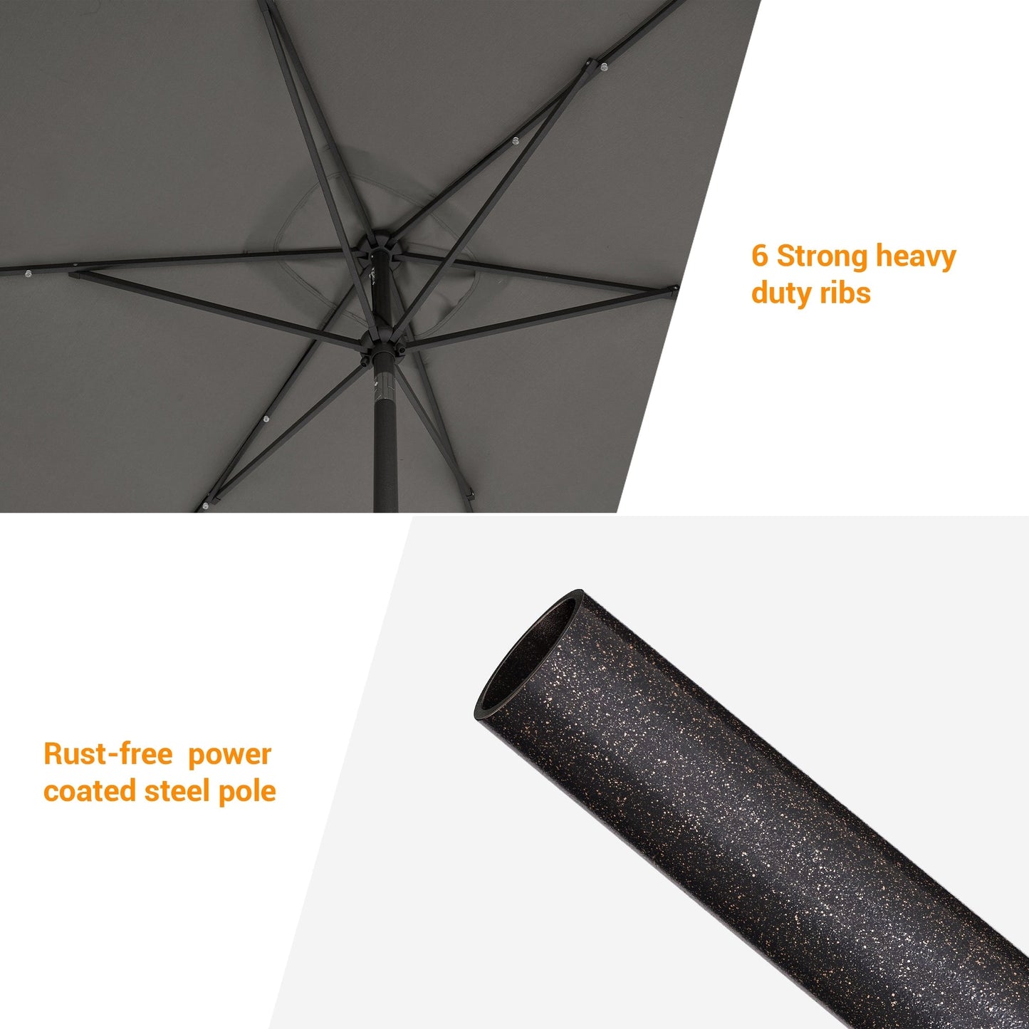 Bonosuki 10 x 6.5ft LED Patio Rectangular Umbrella Outdoor Market Umbrella Aluminium/Steel with Tilt and Crank