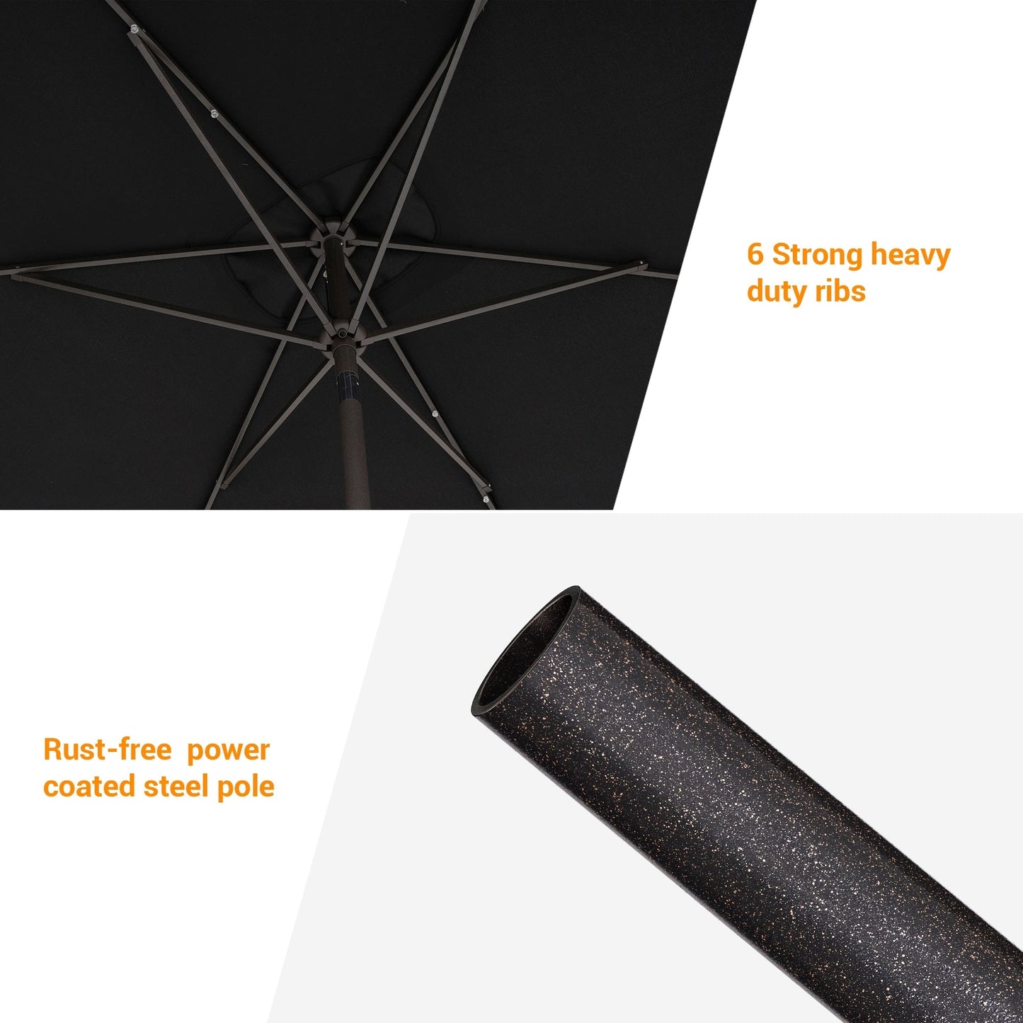 Bonosuki 10 x 6.5ft LED Patio Rectangular Umbrella Outdoor Market Umbrella Aluminium/Steel with Tilt and Crank