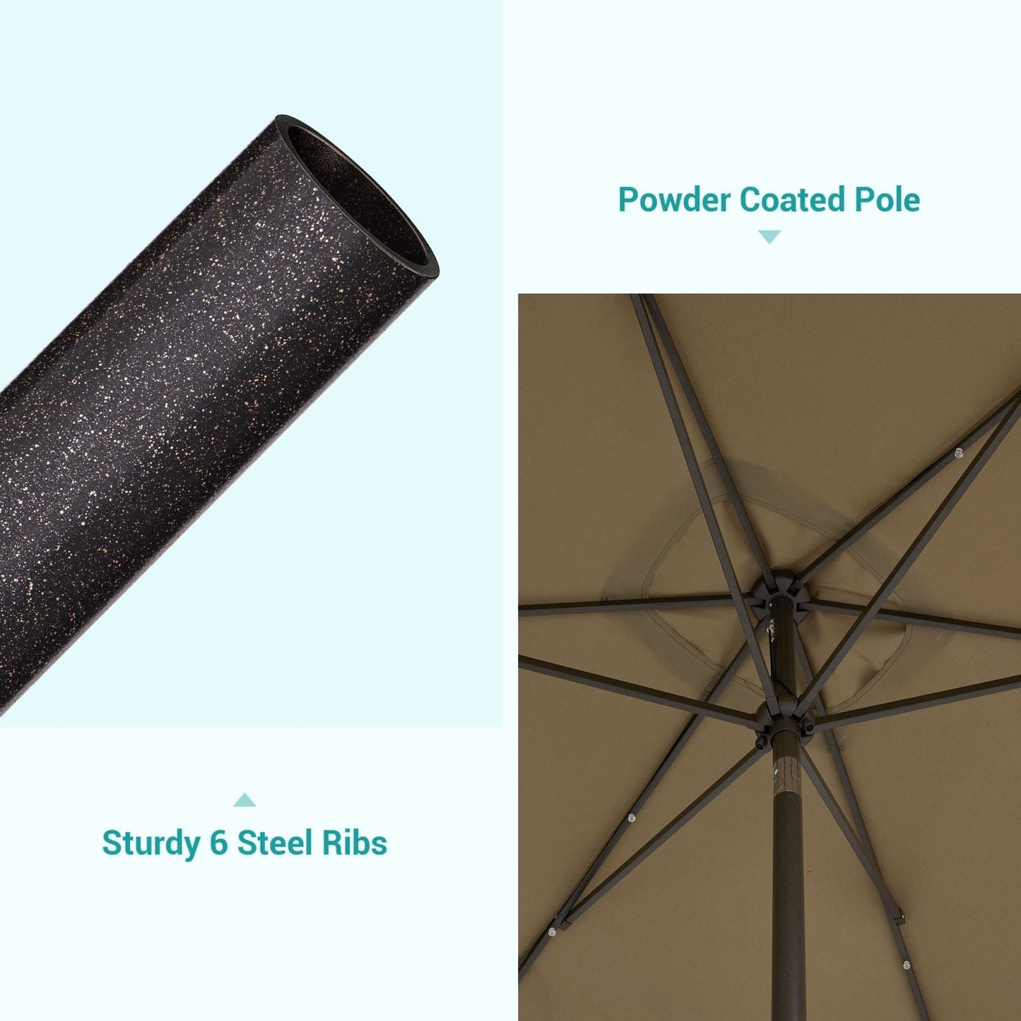 Bonosuki 10 x 6.5ft LED Patio Rectangular Umbrella Outdoor Market Umbrella Aluminium/Steel with Tilt and Crank