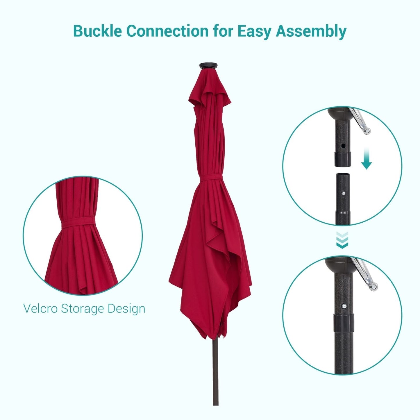 Bonosuki 10 x 6.5ft LED Patio Rectangular Umbrella Outdoor Market Umbrella Aluminium/Steel with Tilt and Crank