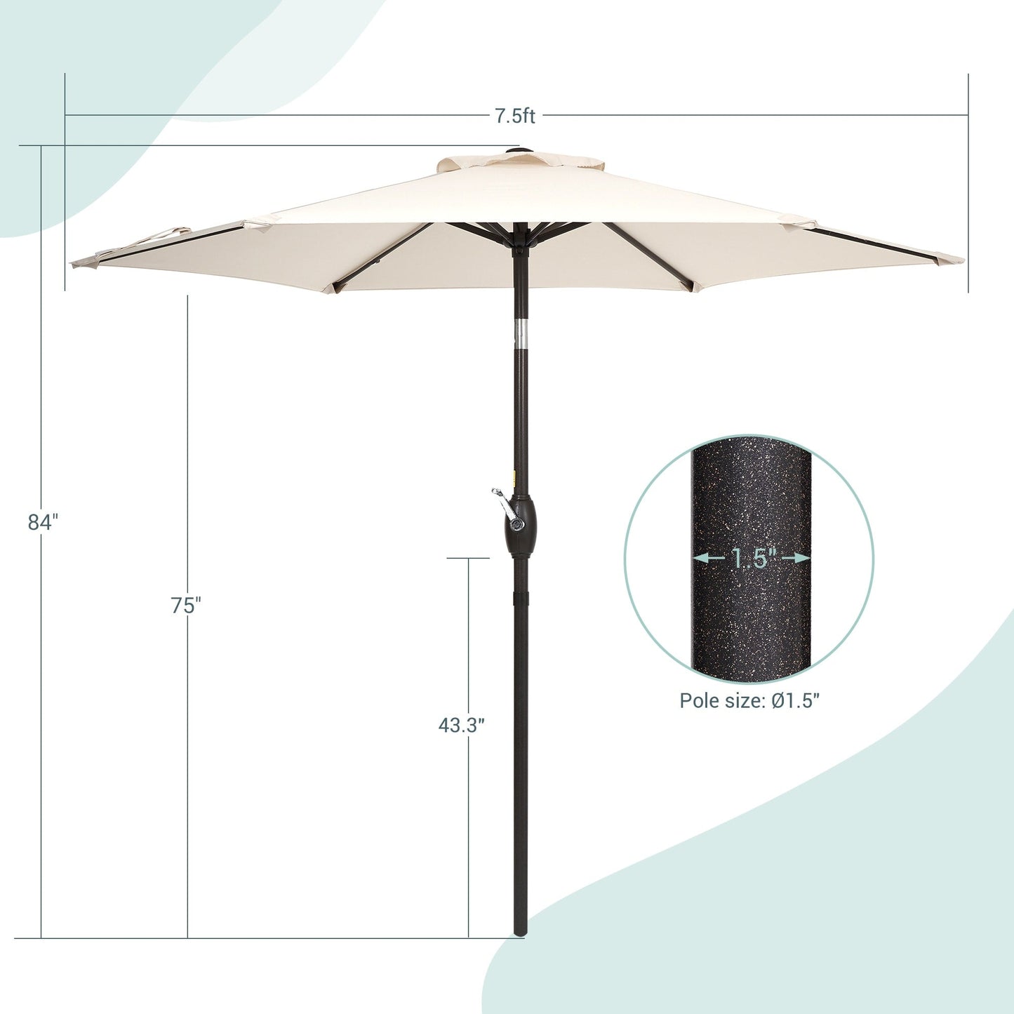 Bonosuki 7.5-foot Waterproof Sunshade Canopy Patio Umbrella