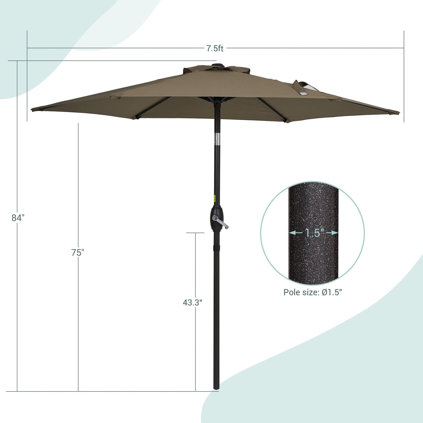 Bonosuki 7.5-foot Waterproof Sunshade Canopy Patio Umbrella