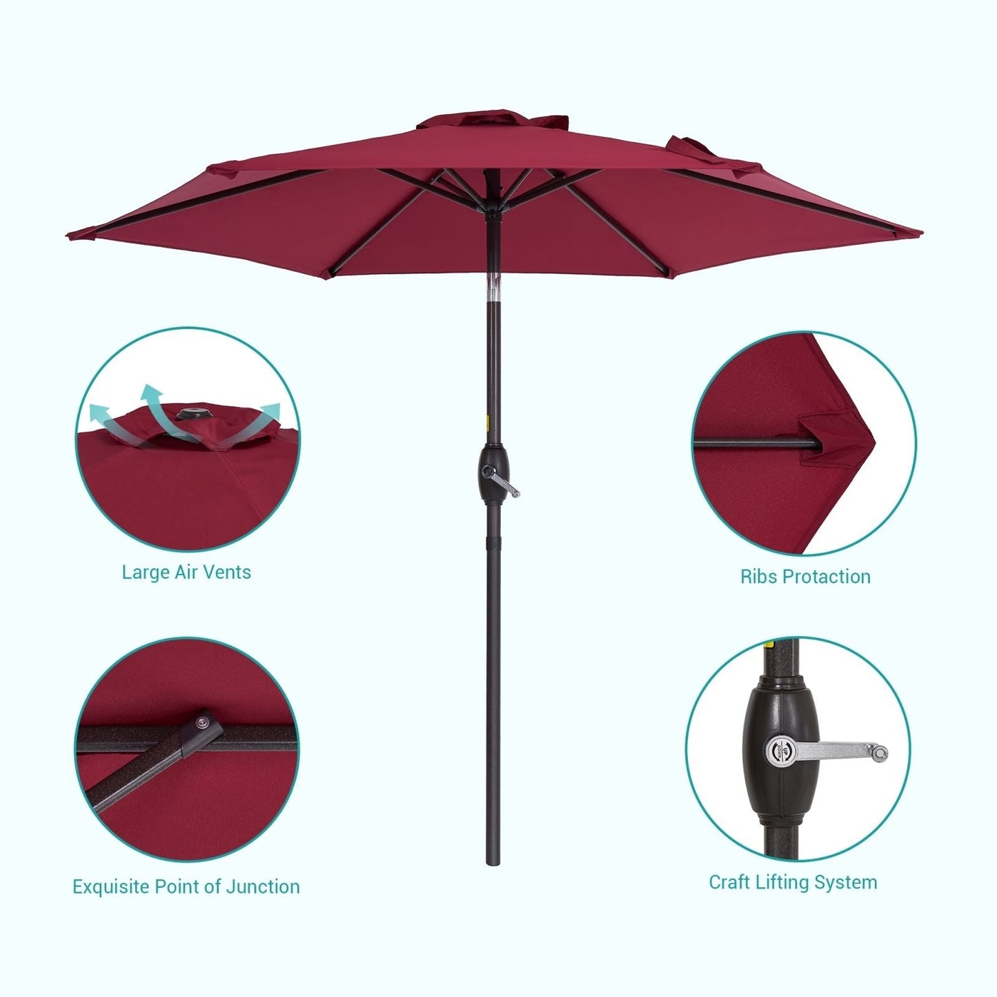 Bonosuki 7.5-foot Waterproof Sunshade Canopy Patio Umbrella
