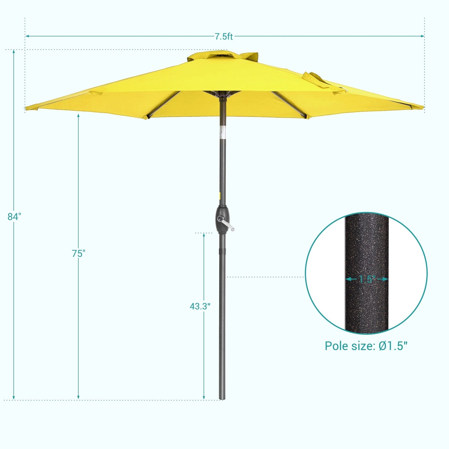 Bonosuki 7.5-foot Waterproof Sunshade Canopy Patio Umbrella