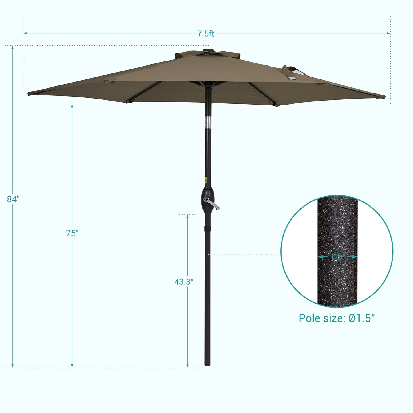 Bonosuki 7.5-foot Waterproof Sunshade Canopy Patio Umbrella