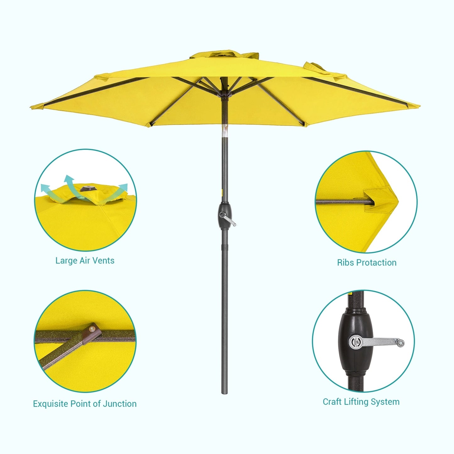 Bonosuki 7.5-foot Waterproof Sunshade Canopy Patio Umbrella