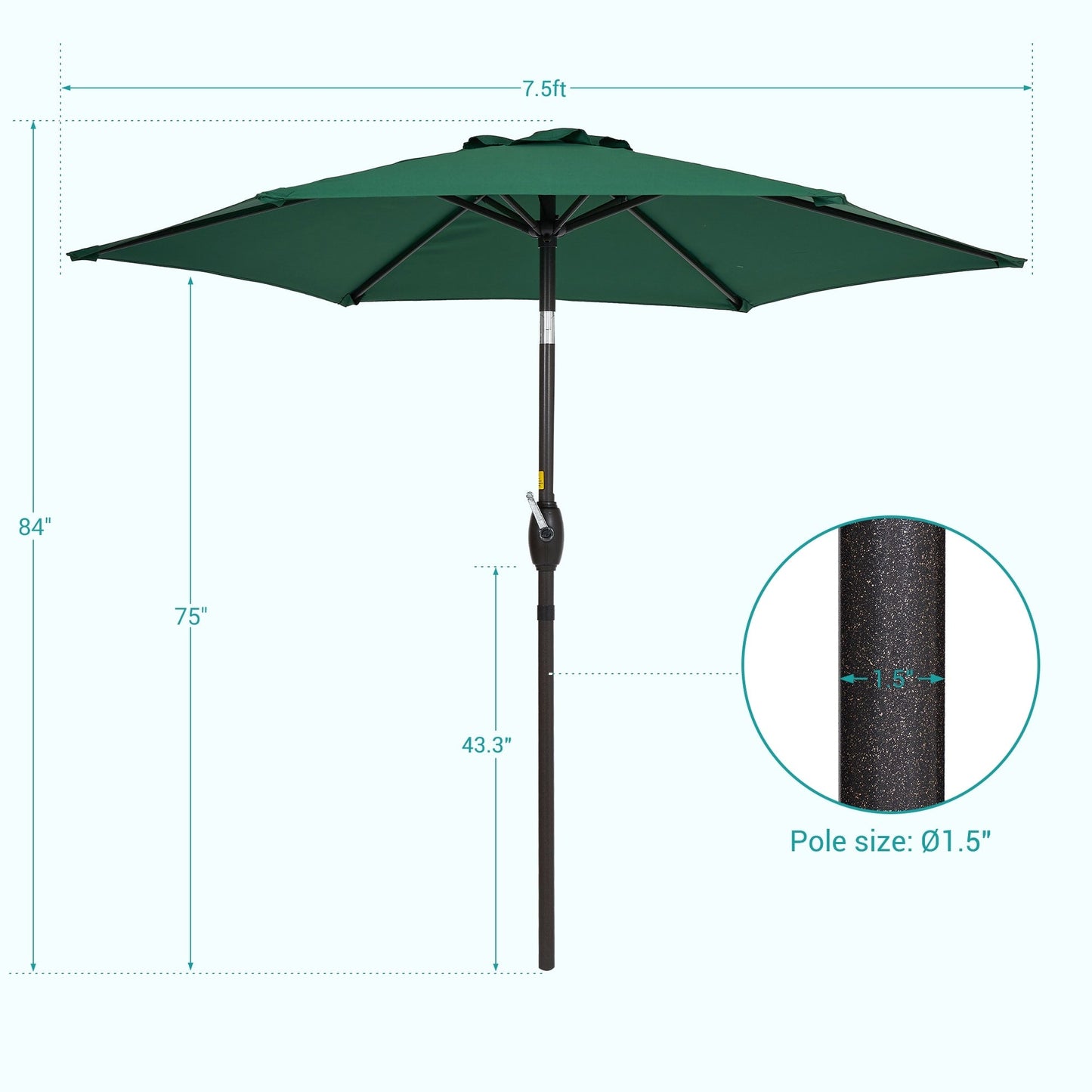 Bonosuki 7.5-foot Waterproof Sunshade Canopy Patio Umbrella