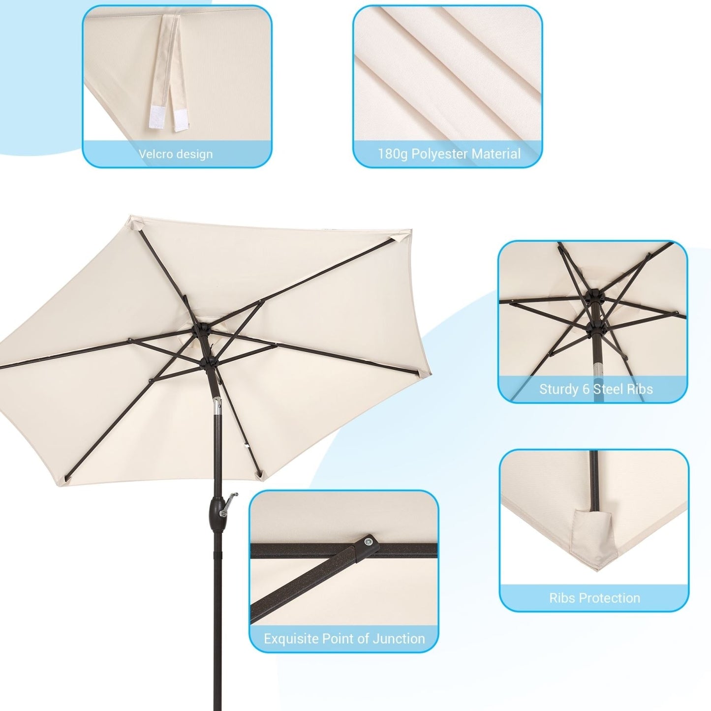 Bonosuki 7.5-foot Waterproof Sunshade Canopy Patio Umbrella