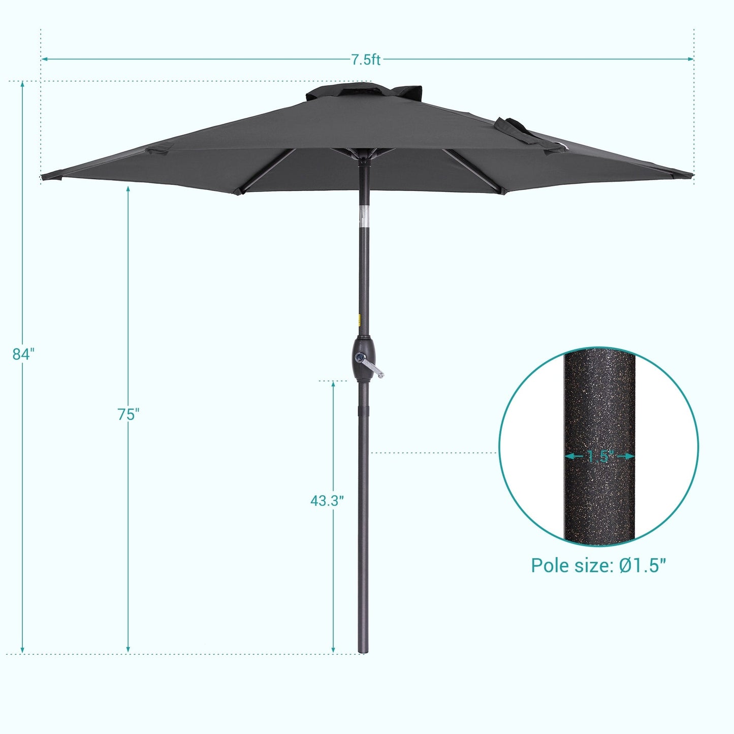 Bonosuki 7.5-foot Waterproof Sunshade Canopy Patio Umbrella