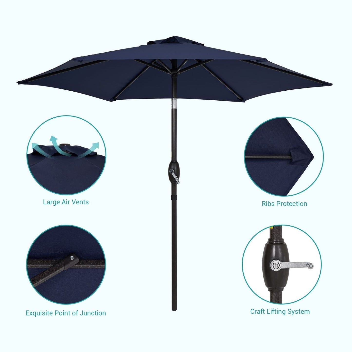 Bonosuki 7.5-foot Waterproof Sunshade Canopy Patio Umbrella