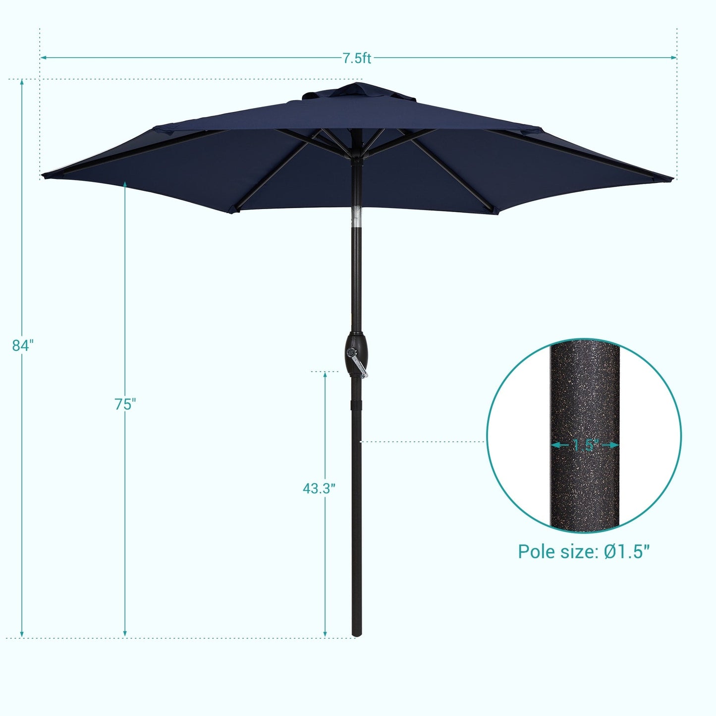 Bonosuki 7.5-foot Waterproof Sunshade Canopy Patio Umbrella