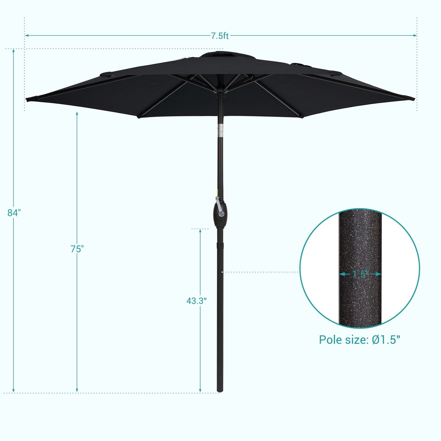 Bonosuki 7.5-foot Waterproof Sunshade Canopy Patio Umbrella