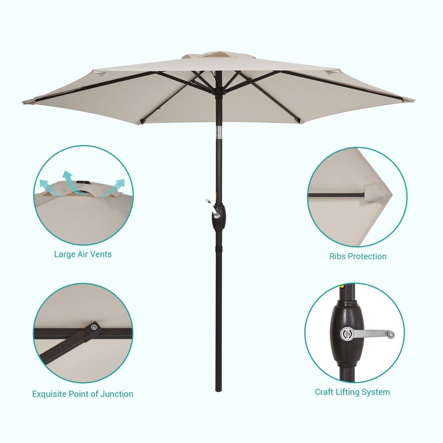 Bonosuki 7.5-foot Waterproof Sunshade Canopy Patio Umbrella