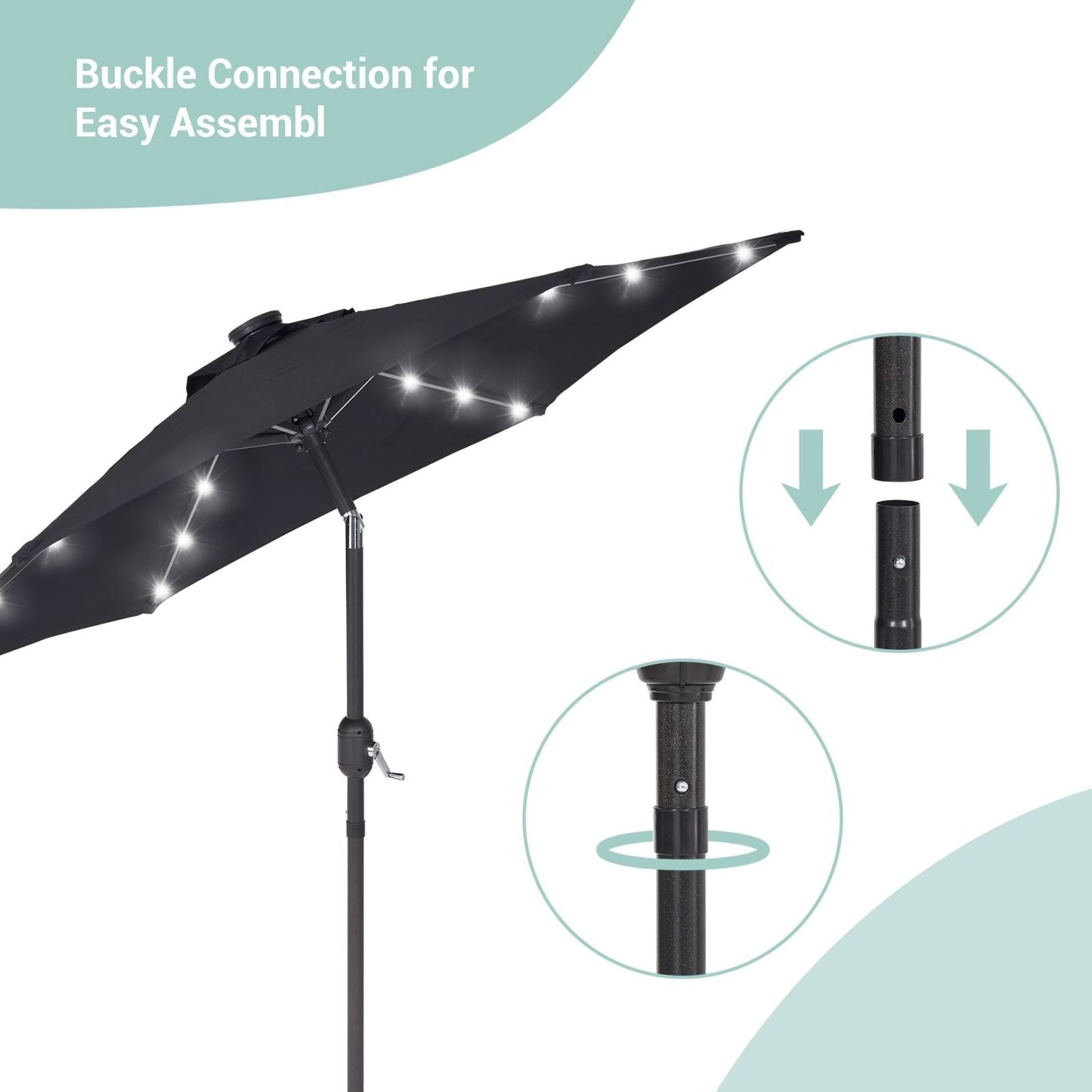 Bonosuki 7.5Ft LED Patio Market Umbrella Outdoor Table Umbrella