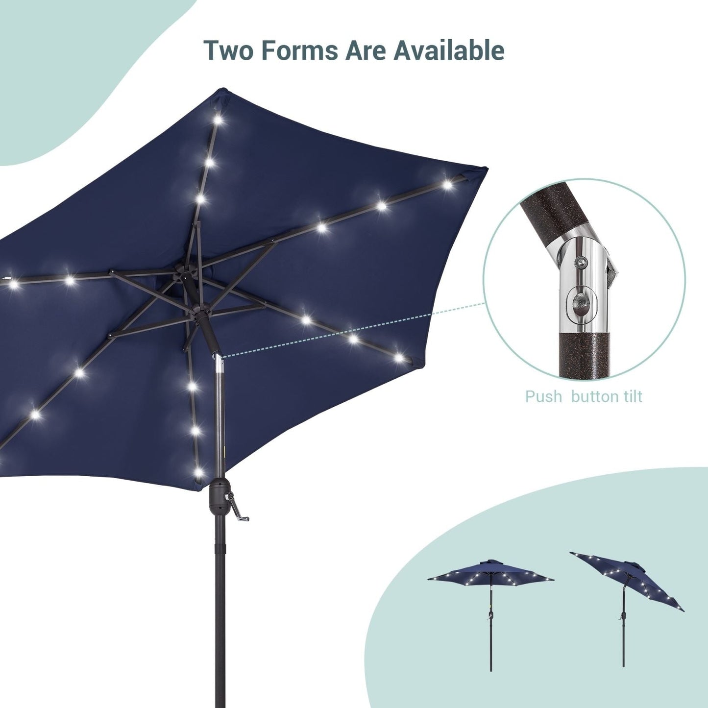 Bonosuki 7.5Ft LED Patio Market Umbrella Outdoor Table Umbrella
