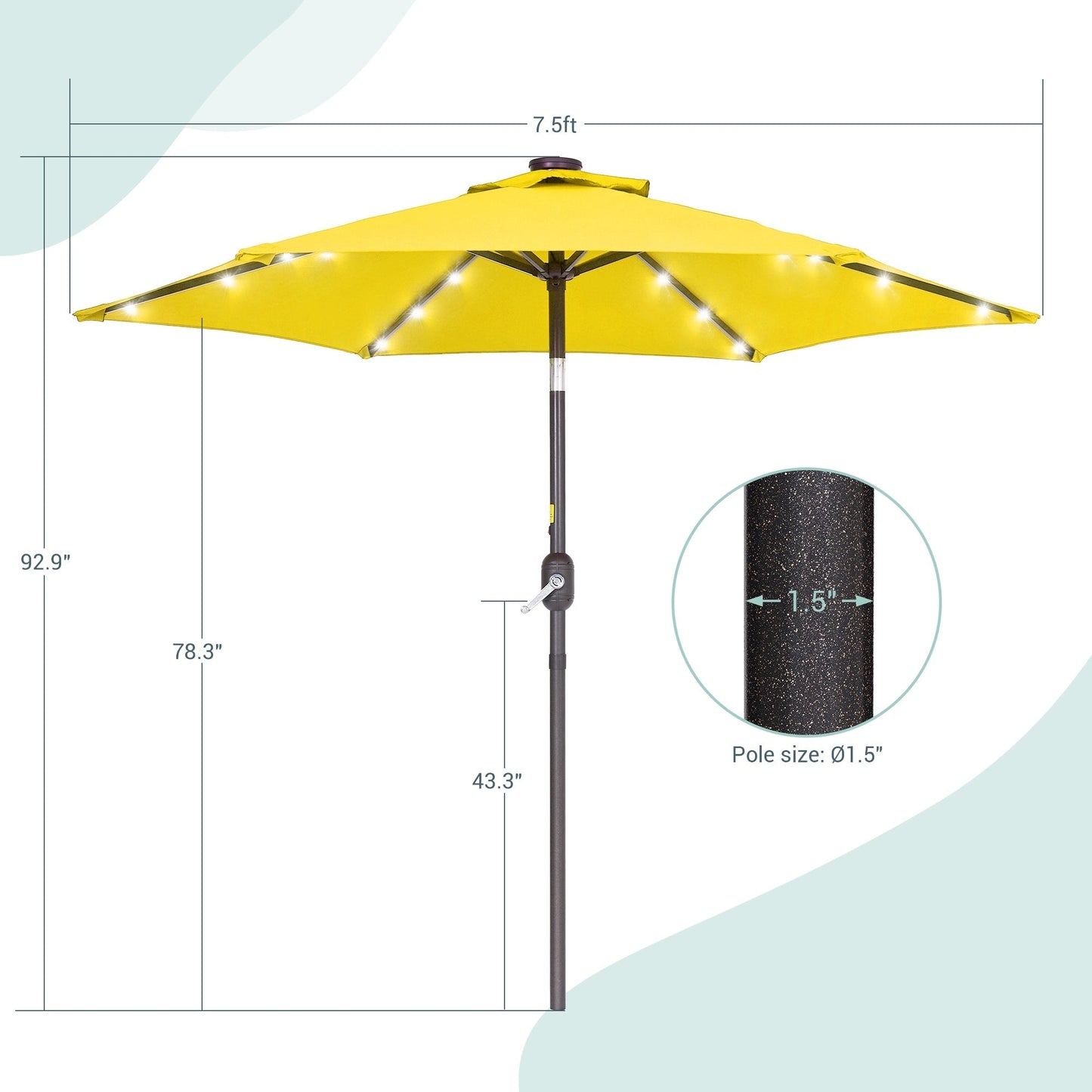 Bonosuki 7.5Ft LED Patio Market Umbrella Outdoor Table Umbrella