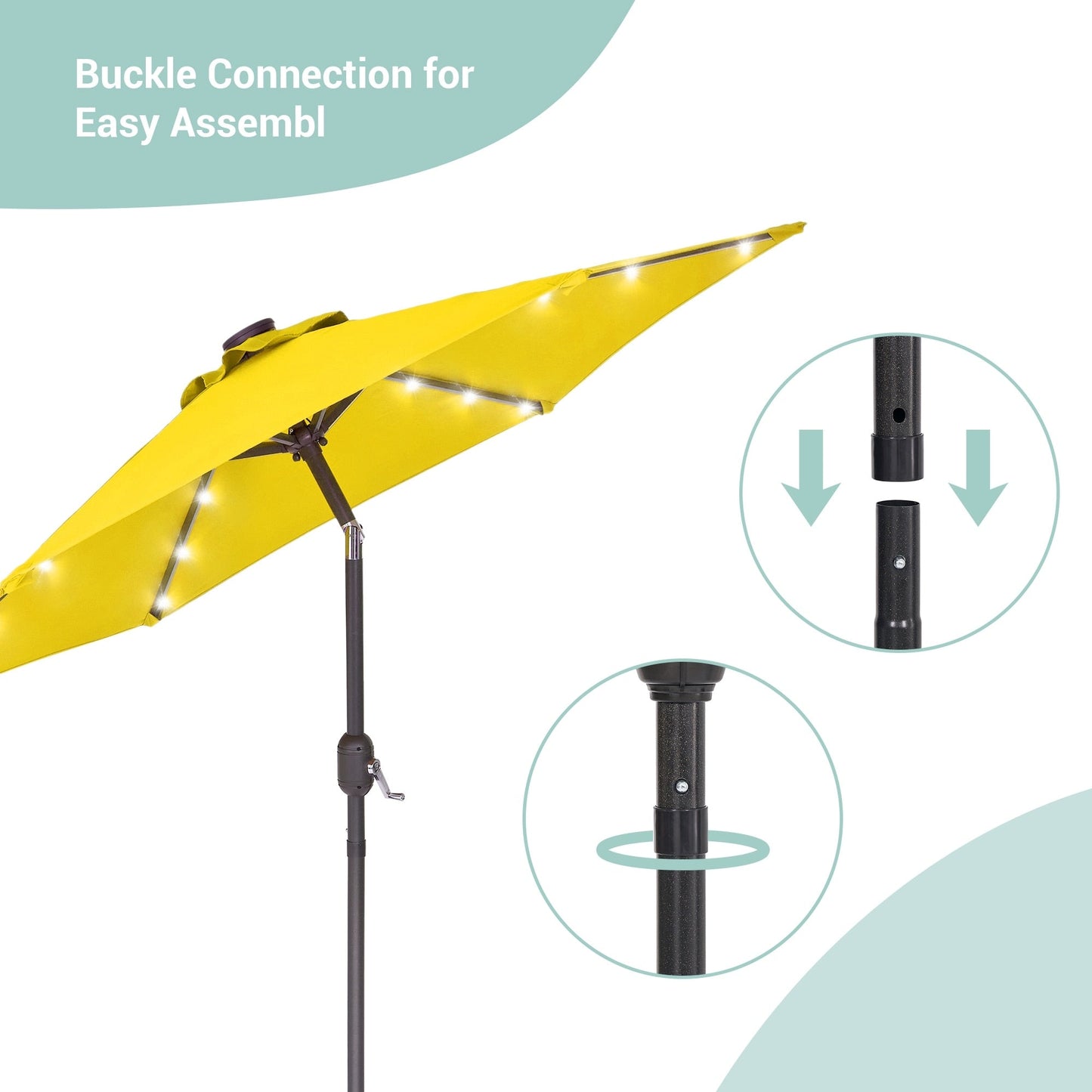 Bonosuki 7.5Ft LED Patio Market Umbrella Outdoor Table Umbrella