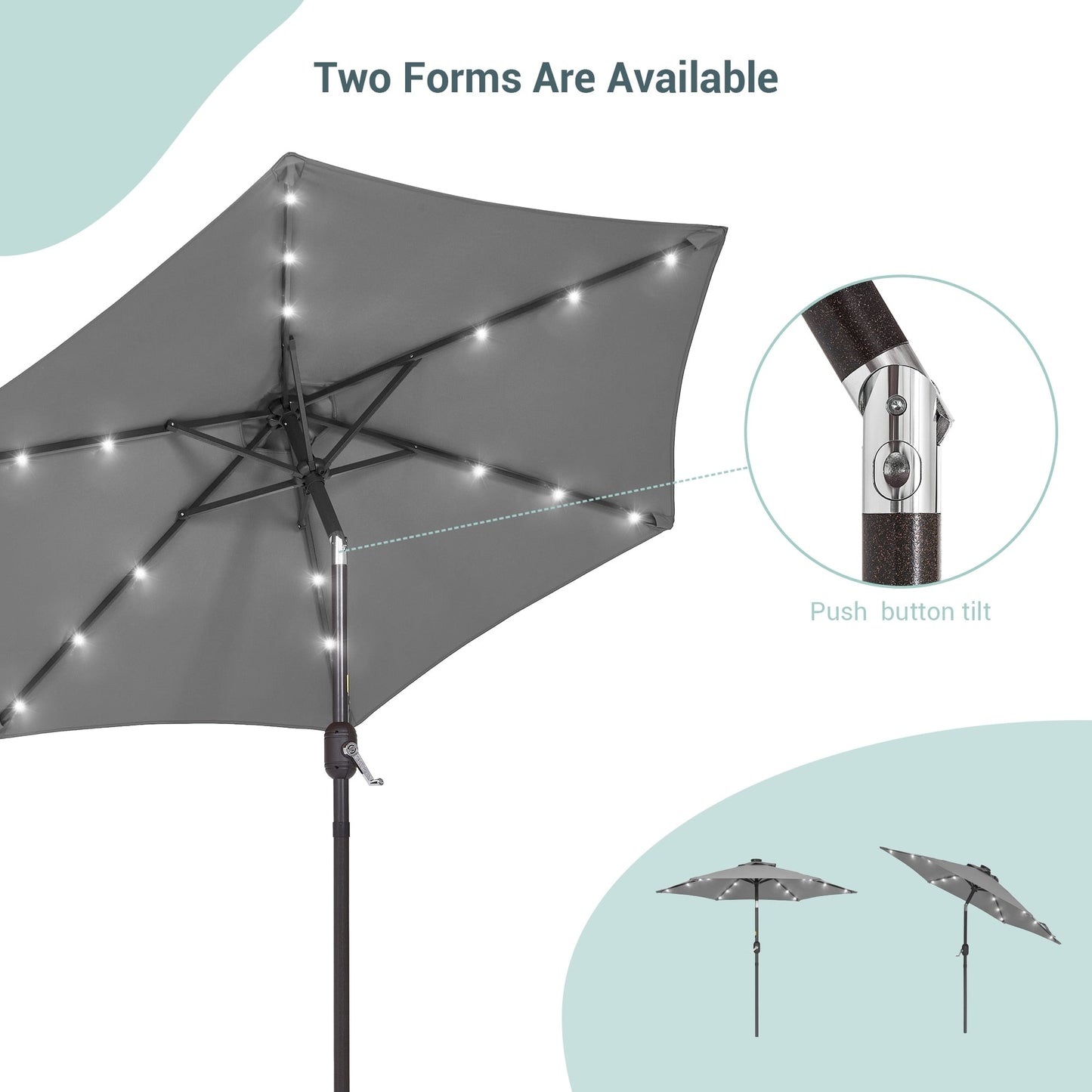 Bonosuki 7.5Ft LED Patio Market Umbrella Outdoor Table Umbrella