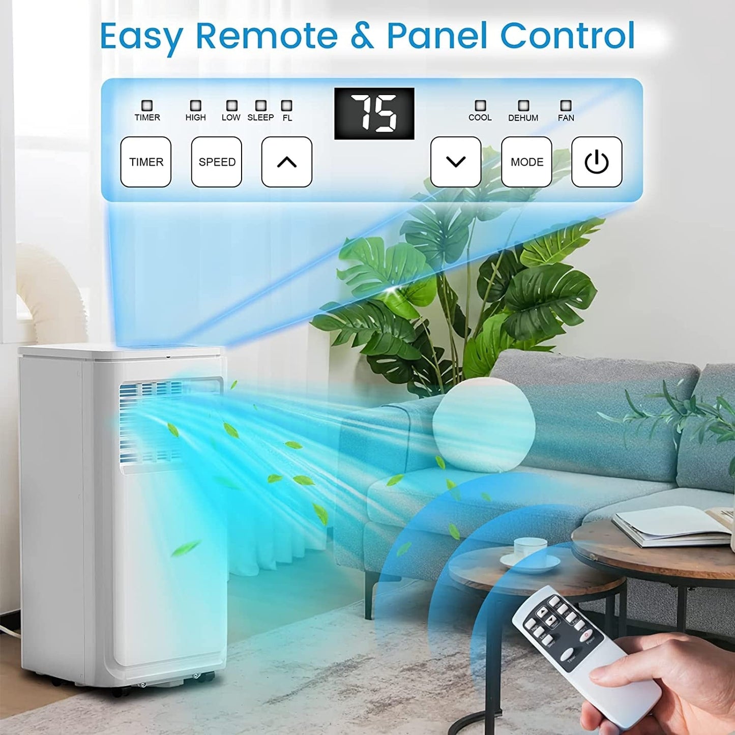 Bossin 8000BTU (Ashrae), 5000BTU(SACC) 3-in-1 Portable Air Conditioners with Remote Control,Quiet Room Portable AC Cooler - 880v