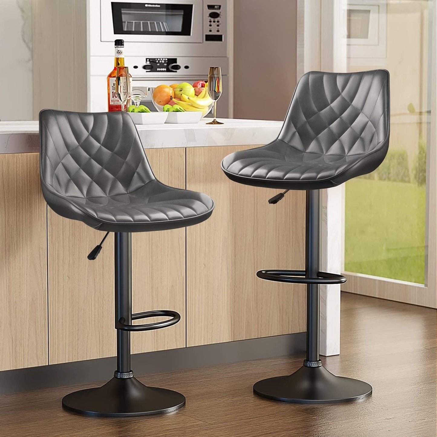 Bossin Adjustable Swivel Bar Stools with Backs – Counter Height