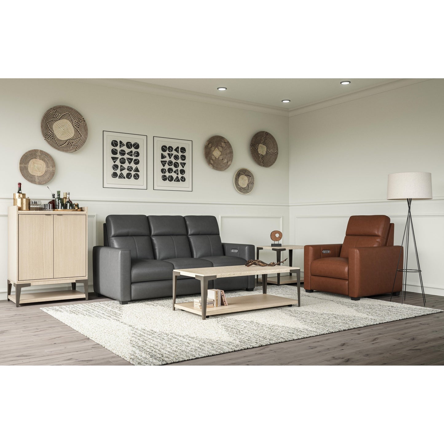 Canapé inclinable électrique Broadway en cuir avec appuie-têtes électriques par Flexsteel