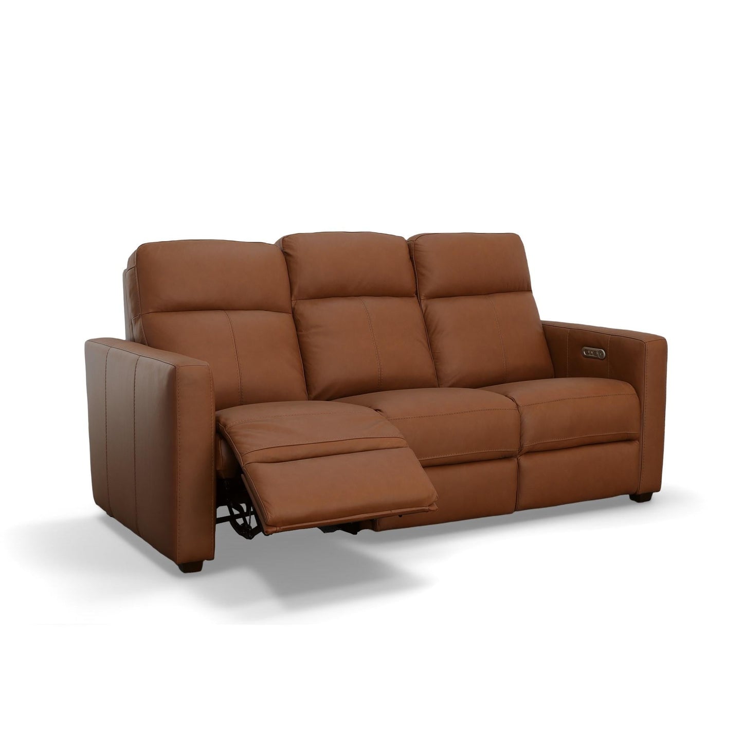 Canapé inclinable électrique Broadway en cuir avec appuie-têtes électriques par Flexsteel